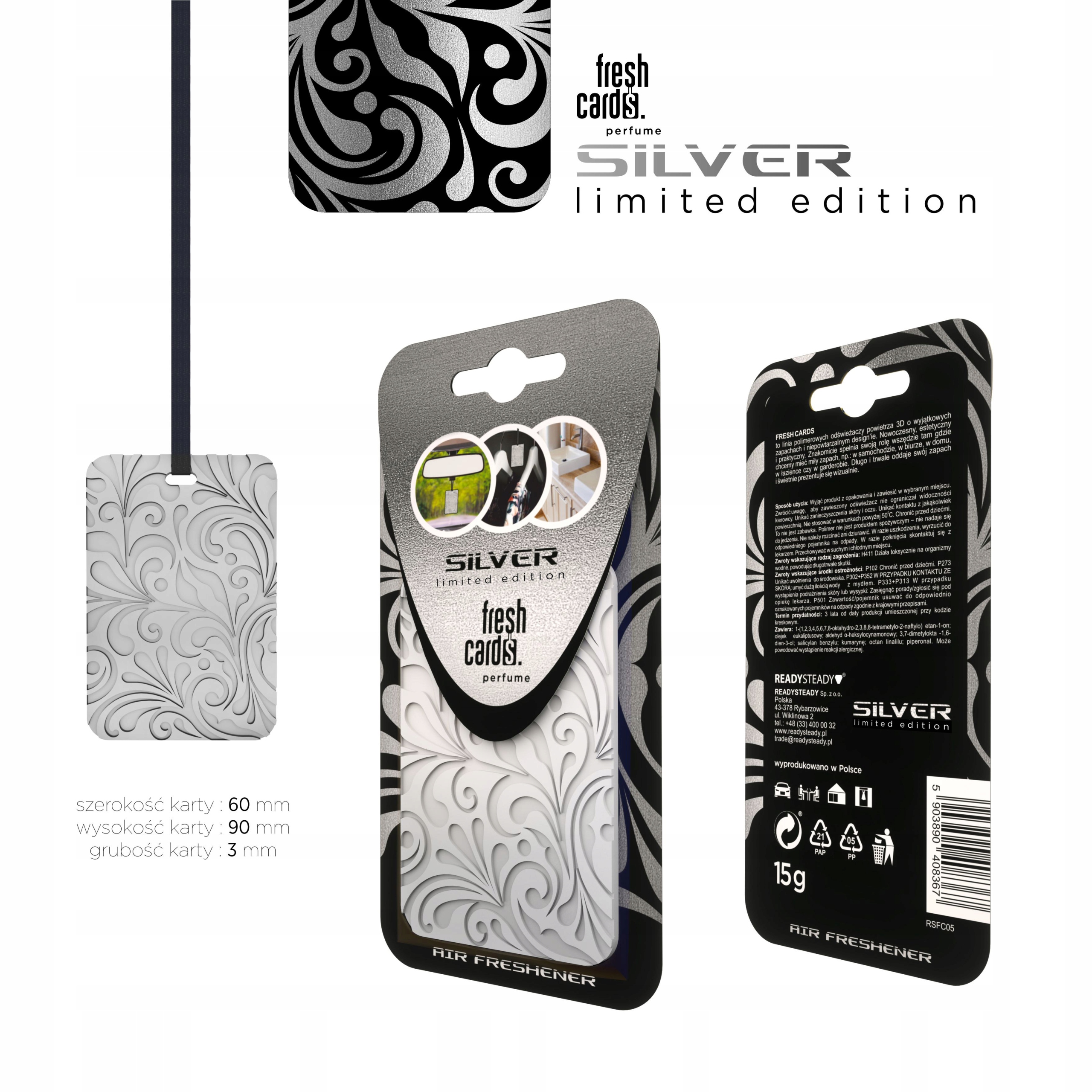 SILVER PREMIUM PERFUMY DO SAMOCHODU - ZAWIESZKA Producent ReadySteady