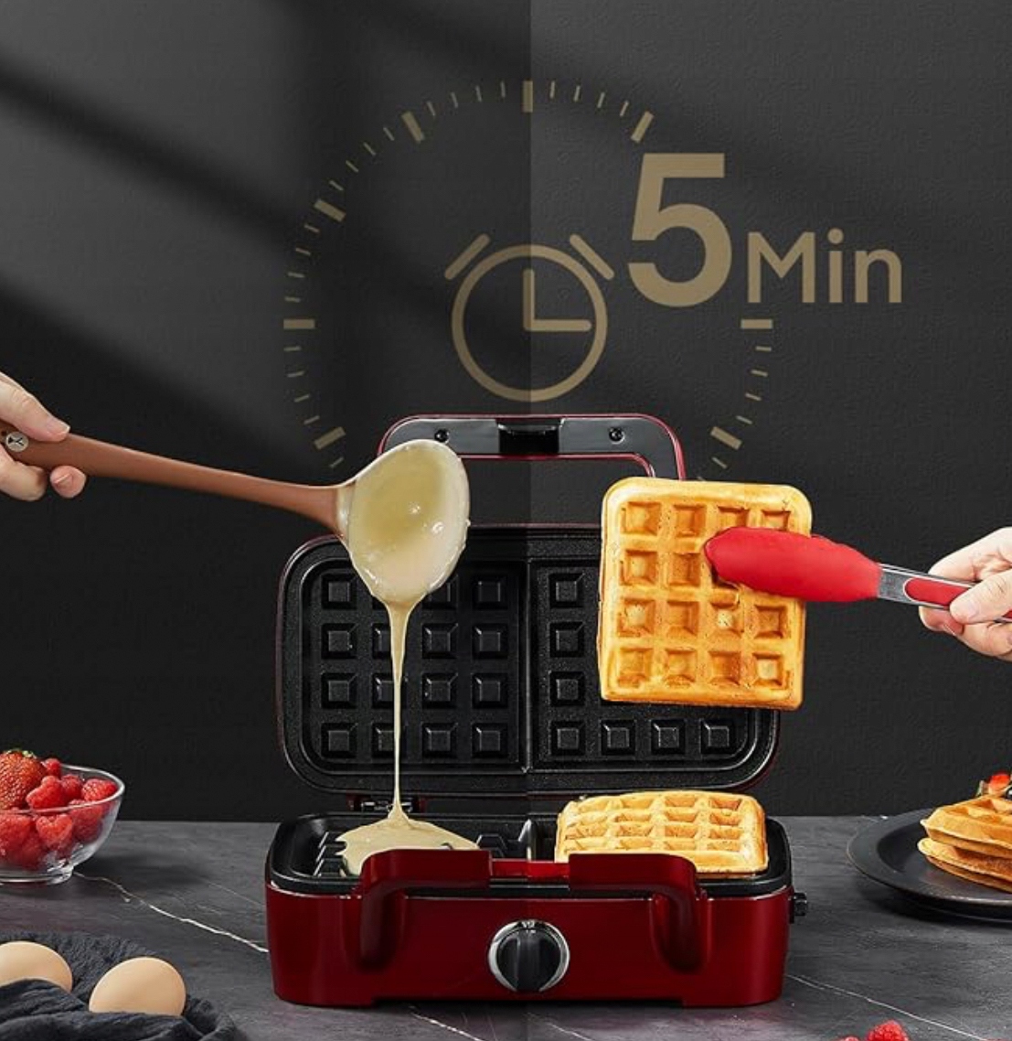 SANDWICHMAKER 3W1 GOFROWNICA GRILL KONTAKTOWY 1200W ANTYPOŚLIZGOWY — miniatura 14
