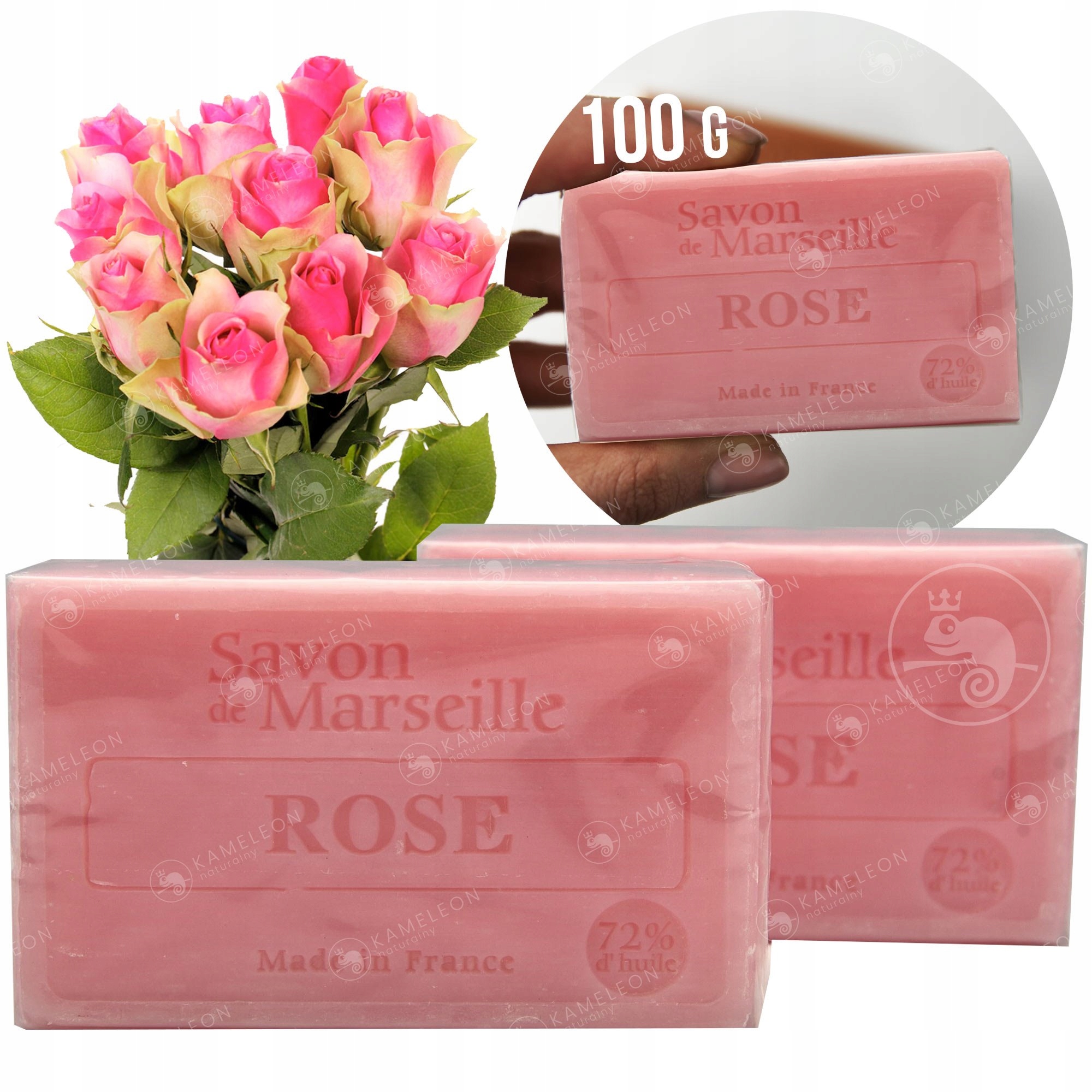 

Mydło Marsylskie Róża różane rose 72% kostka 100G