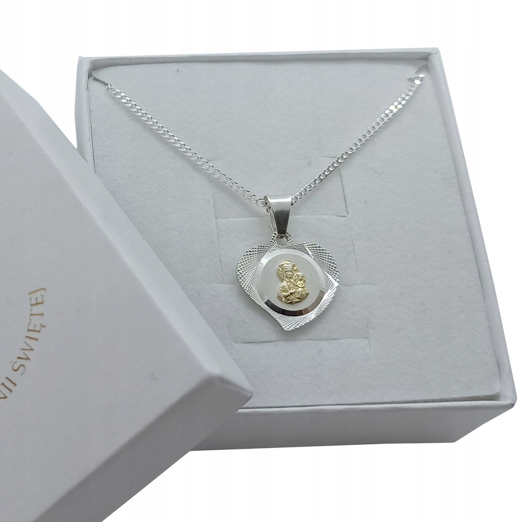 

Srebrny Zestaw Komunijny Łańcuszek 45CM I Medalik