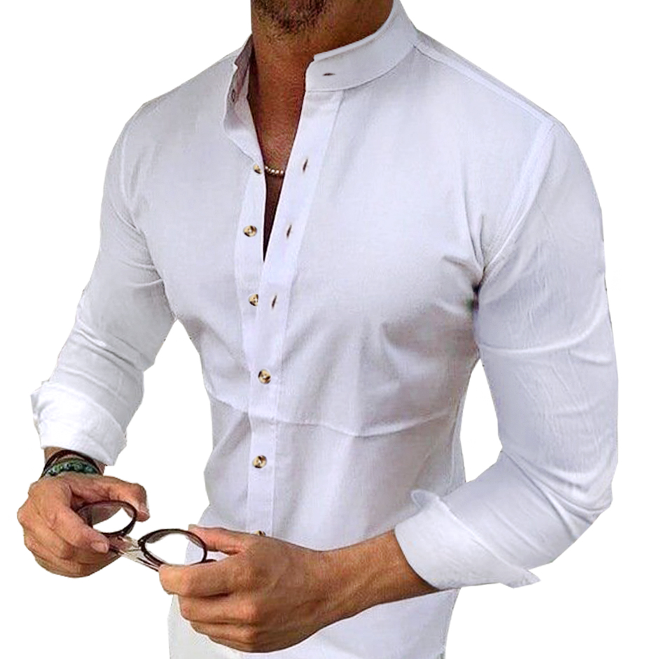 Pánská košile Casual každodenní bavlněná stojáček