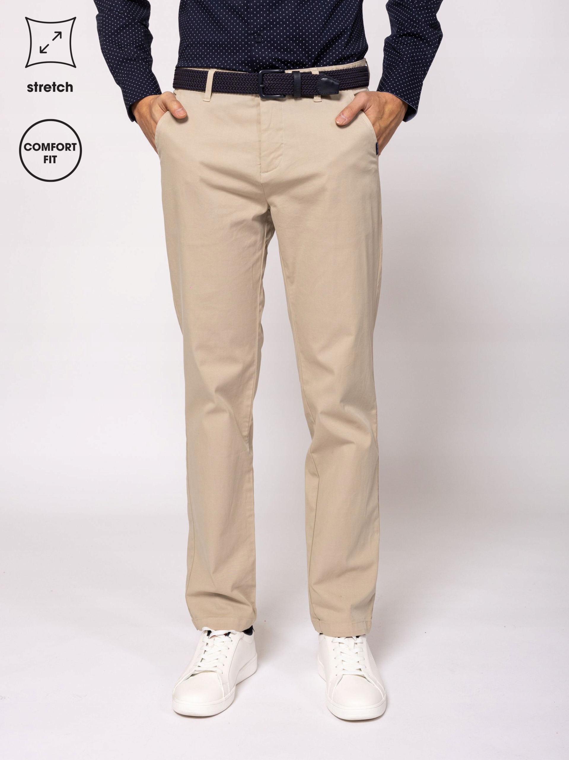 Heavy Tools Pánské Kalhoty S Rovnými Nohavicemi Bavlněné Figure Moon Béžové 32