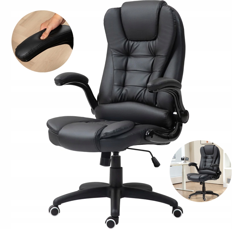 Kancelářské křeslo Výklopné skládací područky Černá Pohodlné Do 120 Kg