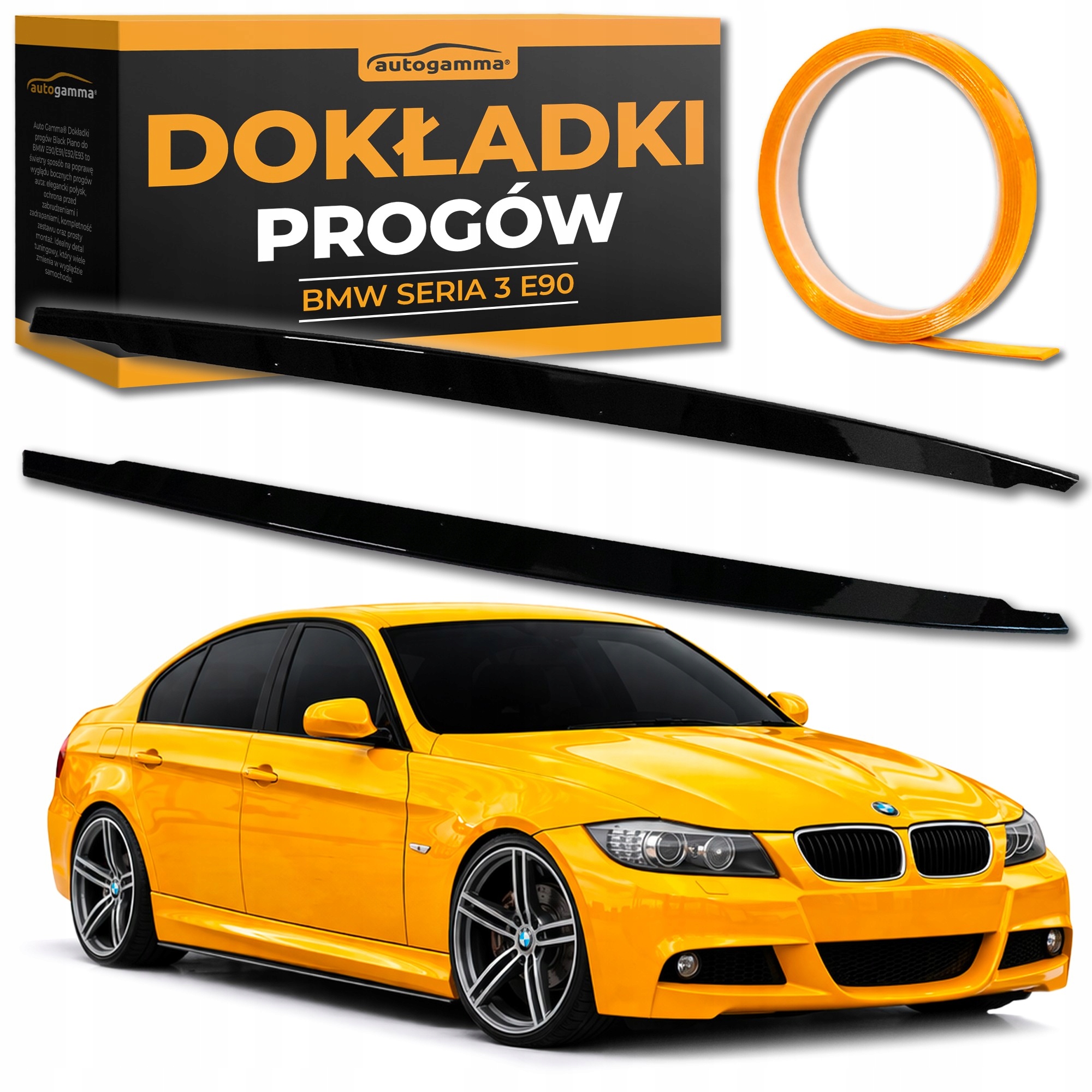 Krytky prahů pro Bmw E90 E91 E92 E93 Boční lišty pro prahy Piano Black
