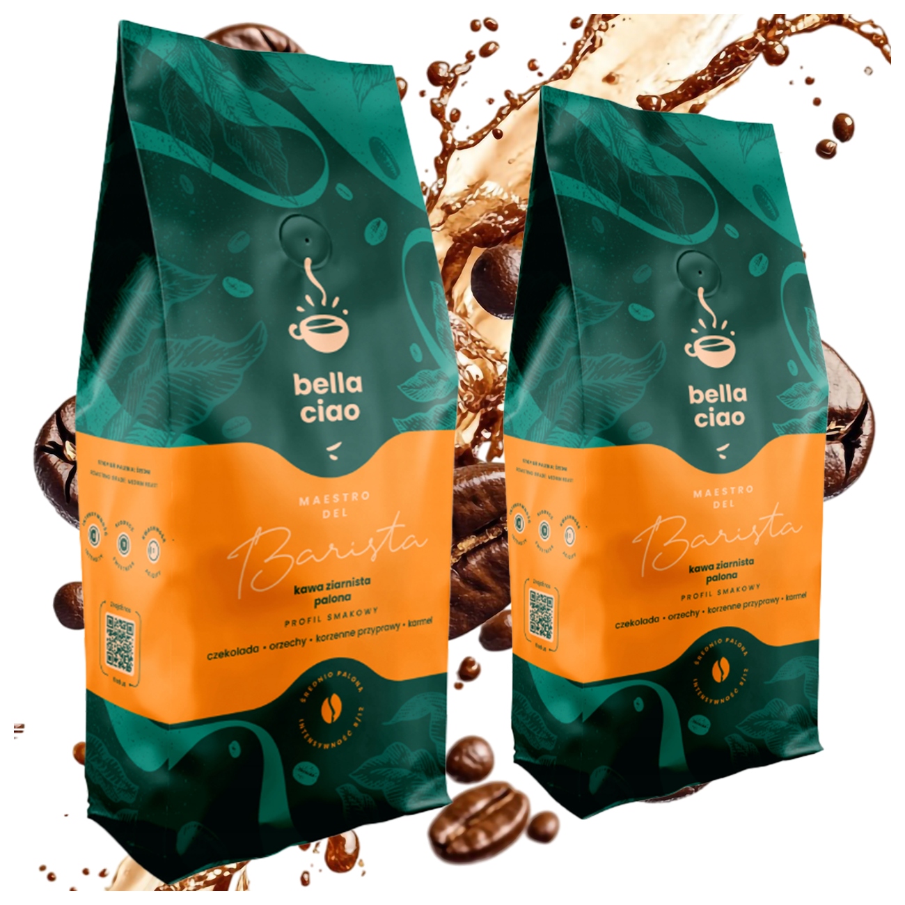 Levně Káva Zrnková 2x 1 kg Brazílie Čerstvě pražená Espresso Crema Bella Ciao