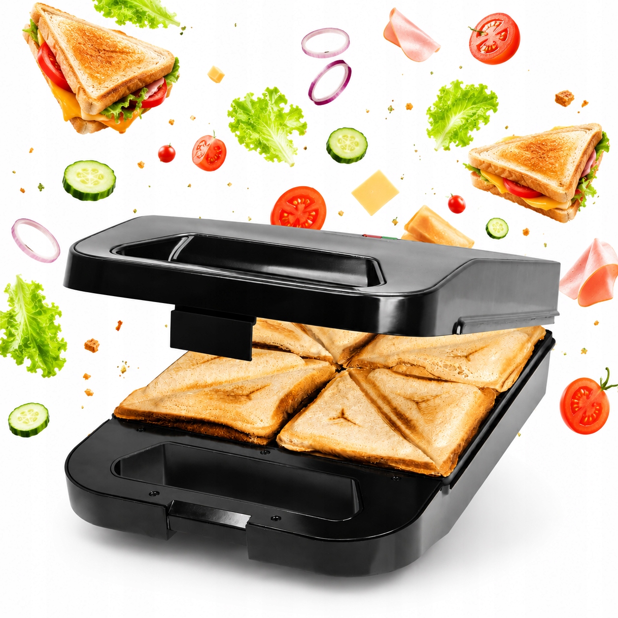 Opiekacz Do Kanapek Toster na 4 tosty kanapki Duży XXL Tosty 1200W Sandwich