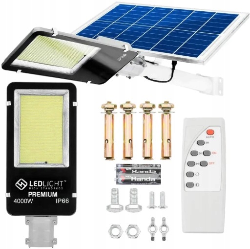 Lampa Solarna Led 4000W Mocna Na Słup Latarnia Ogrodowa Panel Uliczna