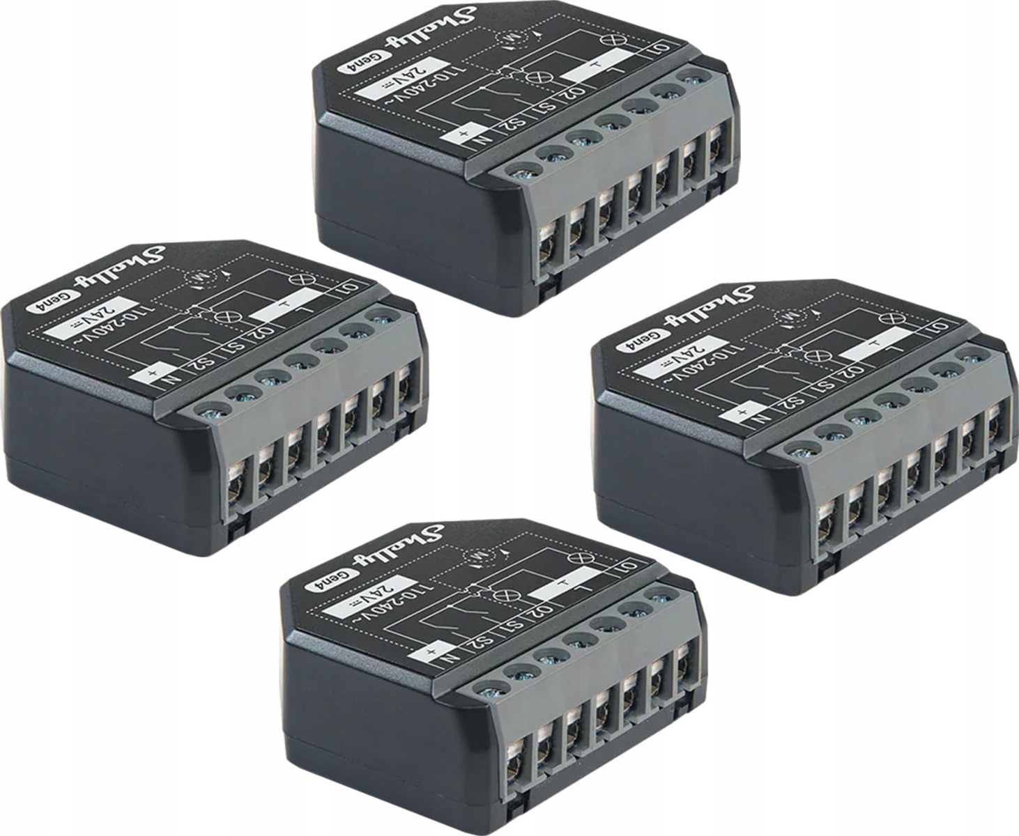 Shelly Relé 2PM GEN4 Zigbee Matter Pro Správu Domácnosti Sada 4 Ks