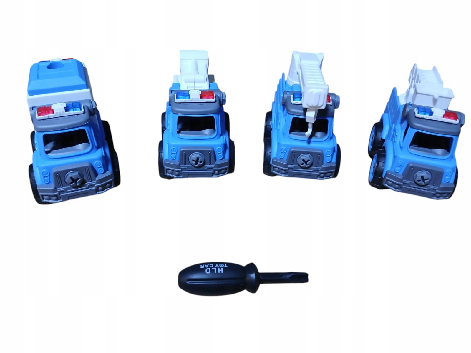 Auta Pojazdy Policja do Skręcania - zestaw 4 szt