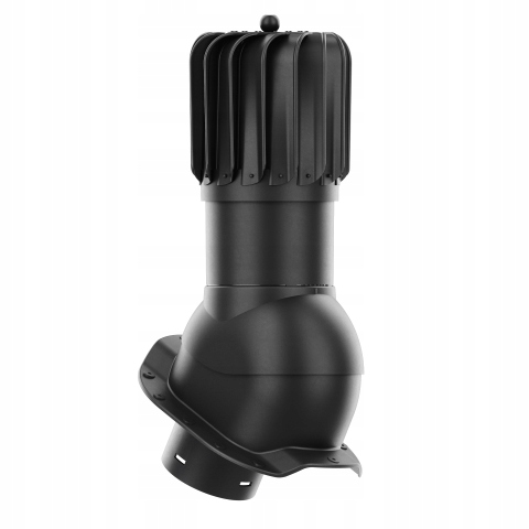 Rotačný krb Rotoline pre plechovú krytinu R fi 150 mm, podlhovastý, čierny