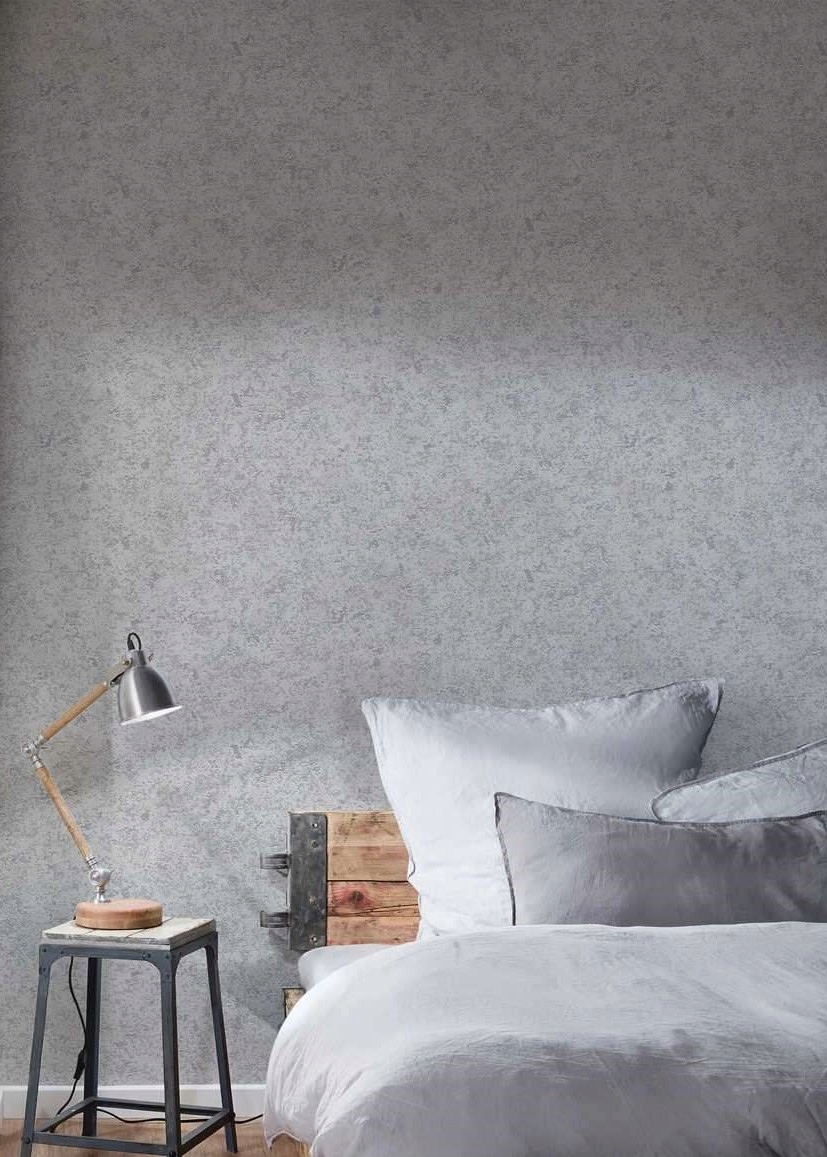 Tapeta winylowa na flizelinie zmywalna w rolce szaro srebrna imitująca tynk Kod producenta 3777-22