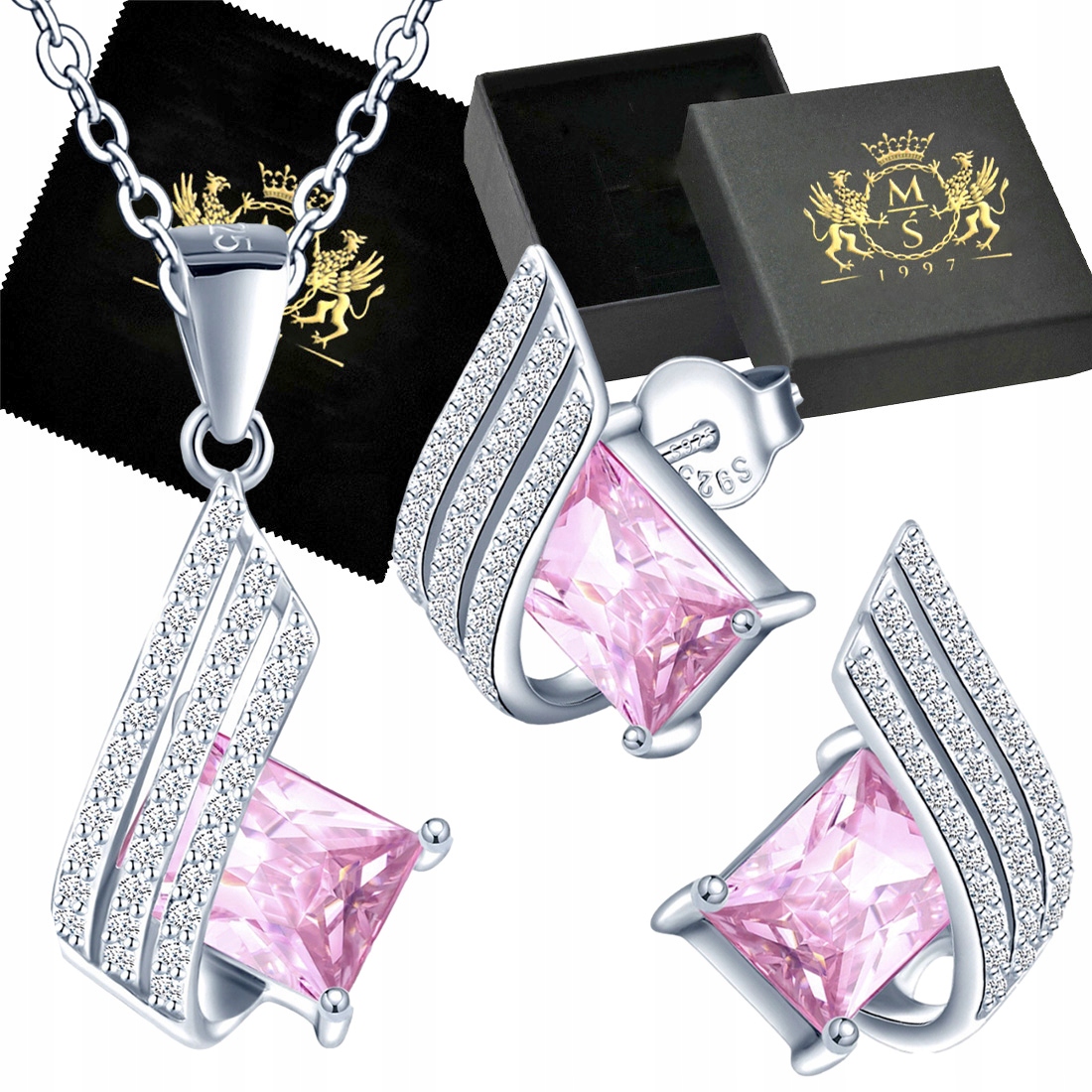 Sada stříbrných šperků Řetízek Dárek sada Stříbro a Náušnice ze stříbra 925