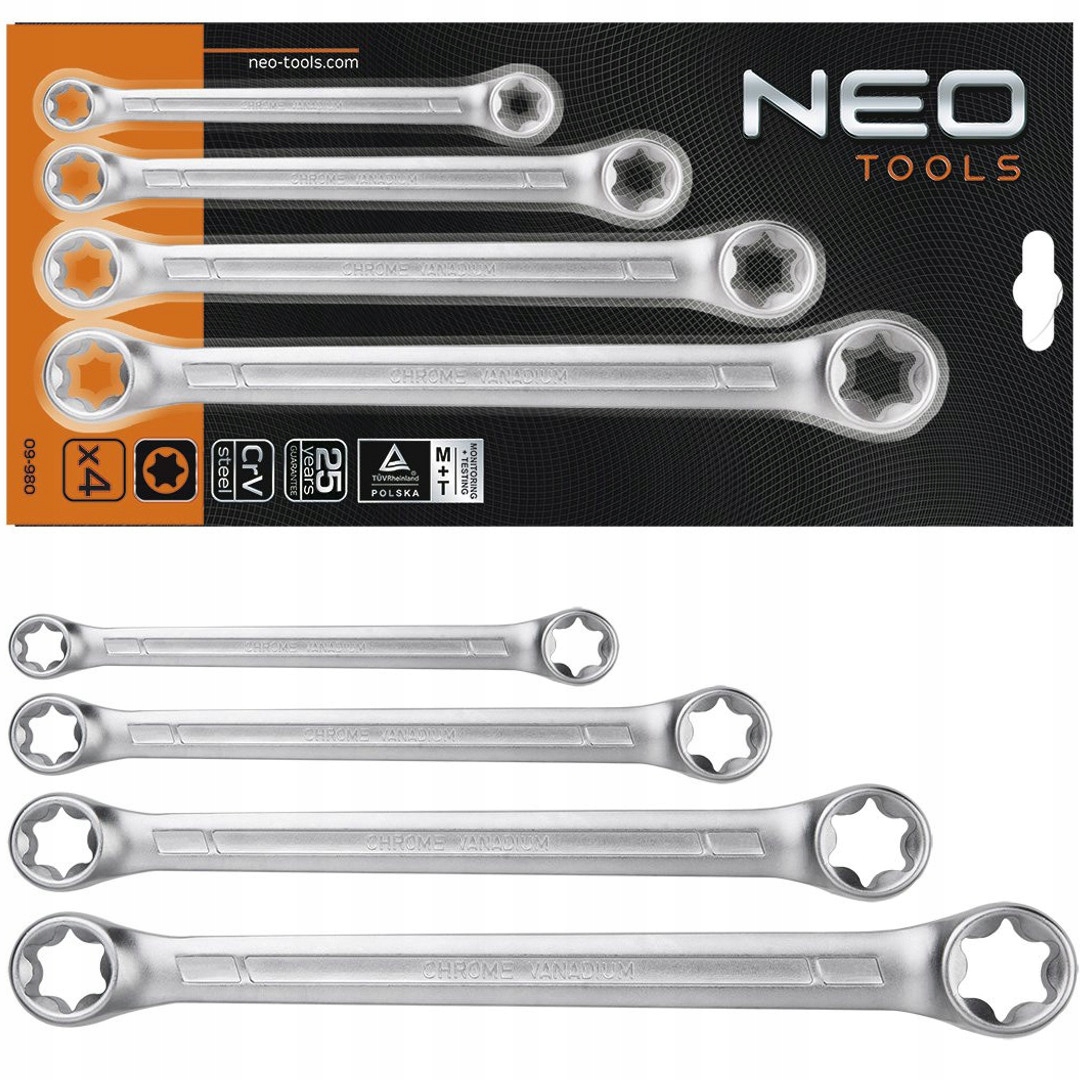 Neo Klucze oczkowe Torx T6-T24 zestaw 4szt 09-980