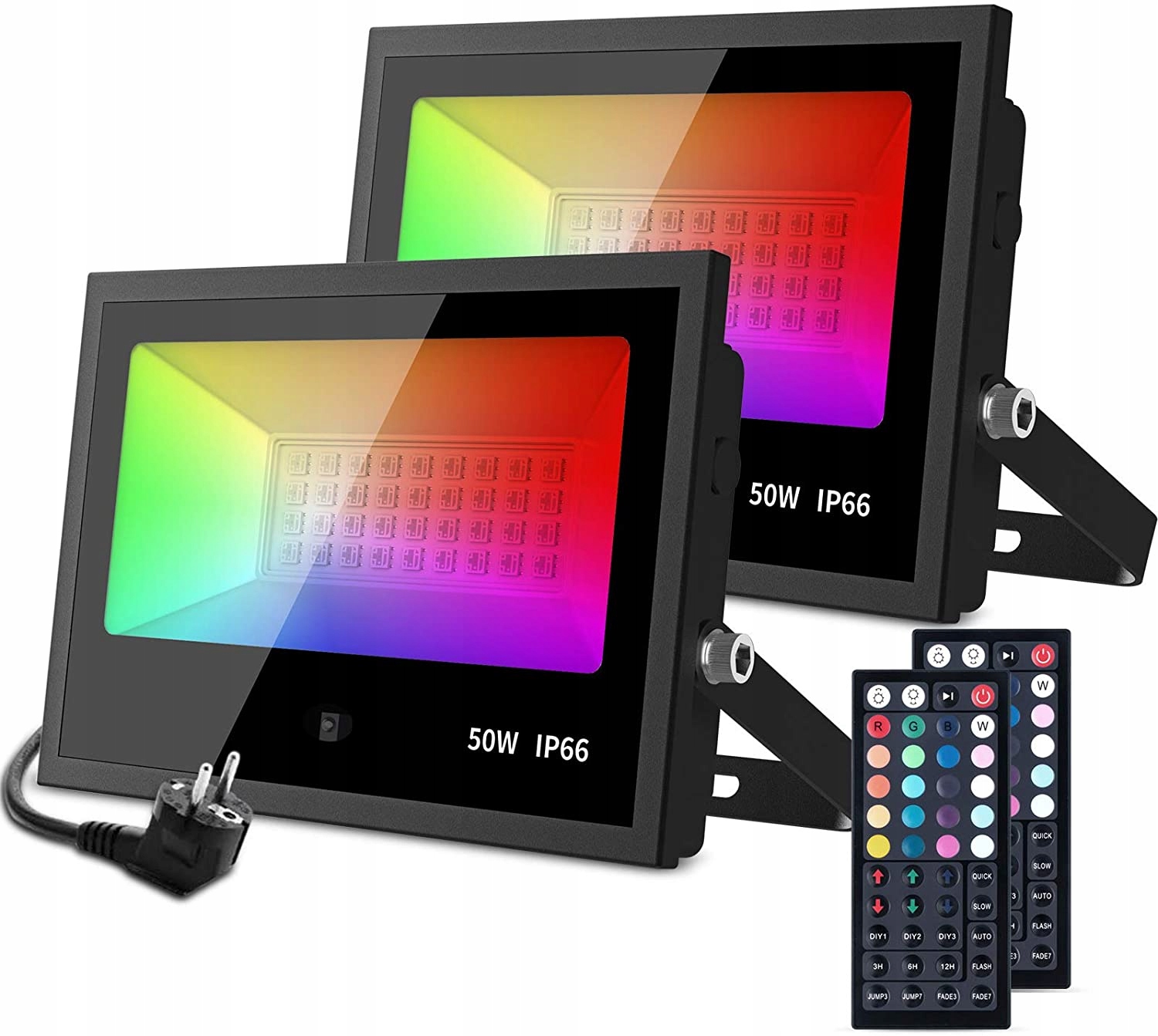 ГАЛОГЕННЫЕ СВЕТОДИОДНЫЕ RBG 50W 20 ЦВЕТОВ 6 ВАРИАНТОВ ДИСТАНЦИОННОГО УПРАВЛЕНИЯ 2ШТ