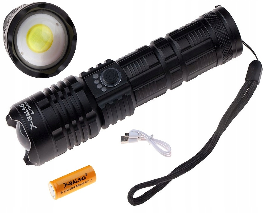 

X-balog Bardzo Mocna Latarka XHP160 26650 Usb Zoom