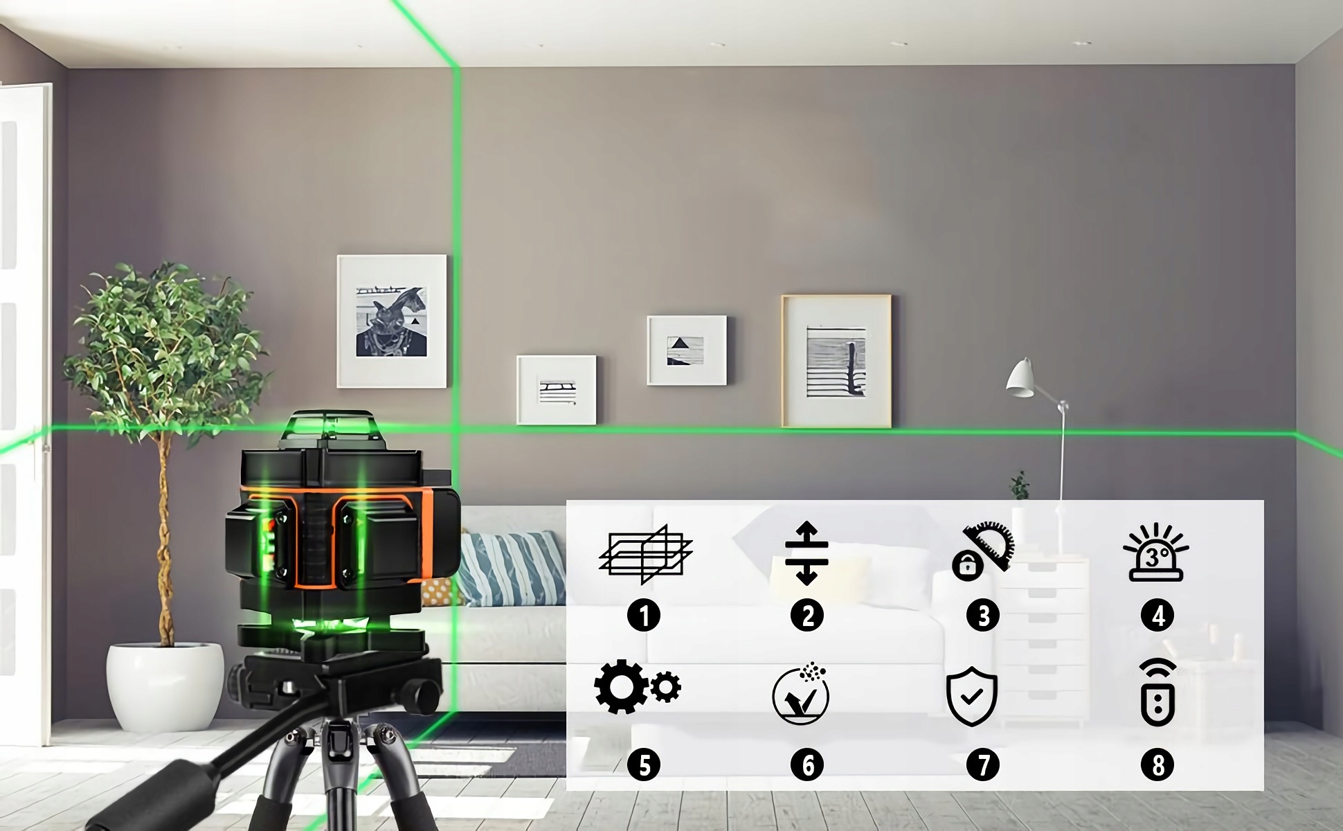 POZIOMICA LASEROWAR 16LINII 4D 360°+ 2*AKU. Stopień ochrony IP54