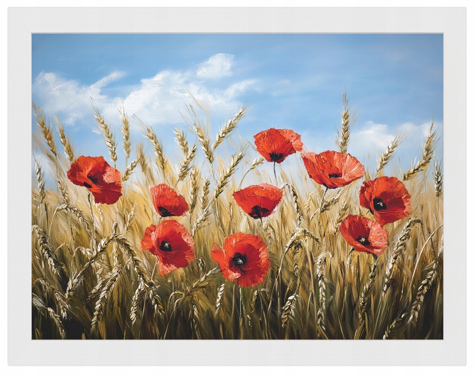 Plakát Rámeček Dřevo Maki Pole Nebe 80x60
