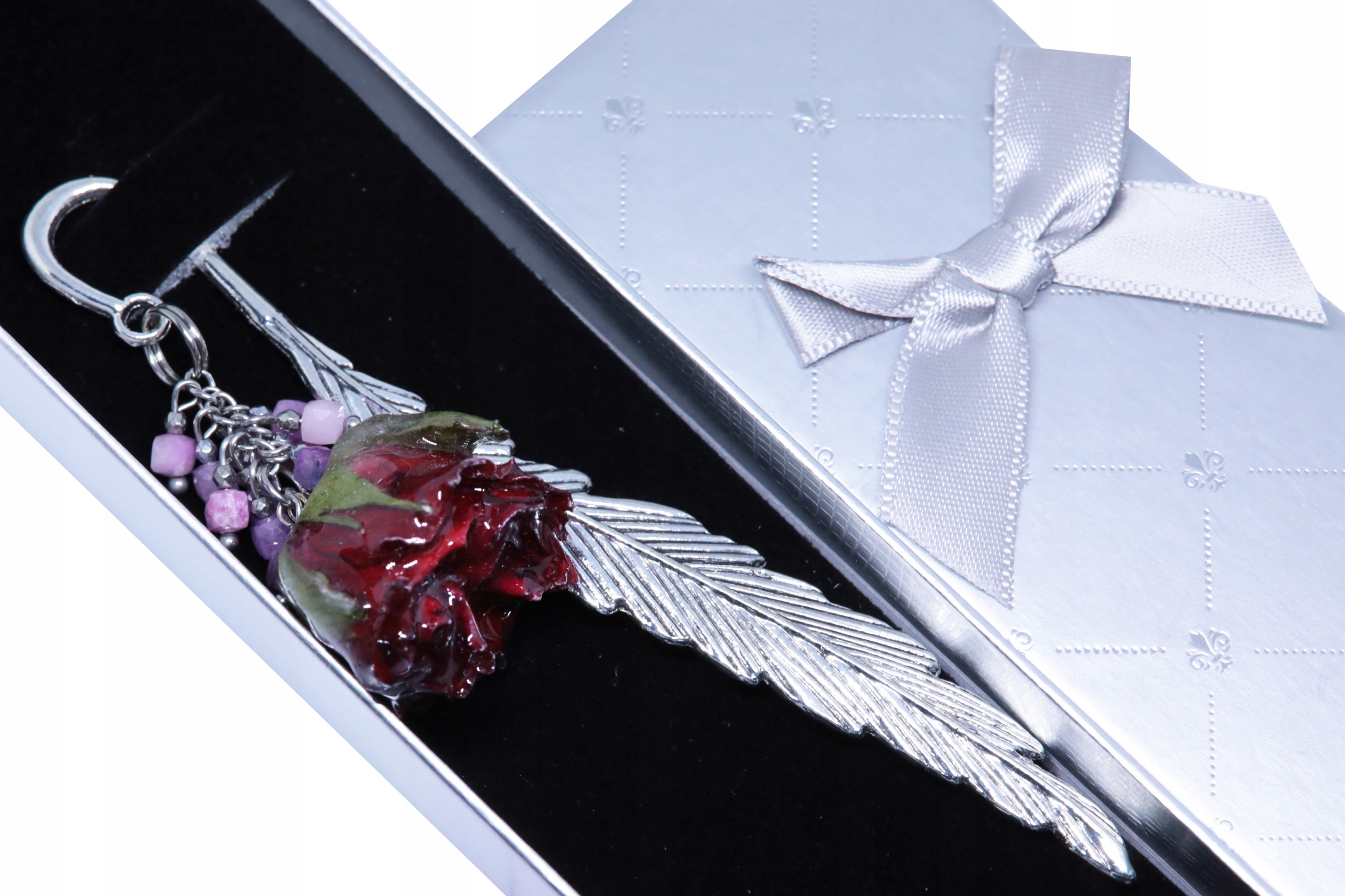 výjimečná Záložka Do Knihy růže rubín Premium s krabičkou