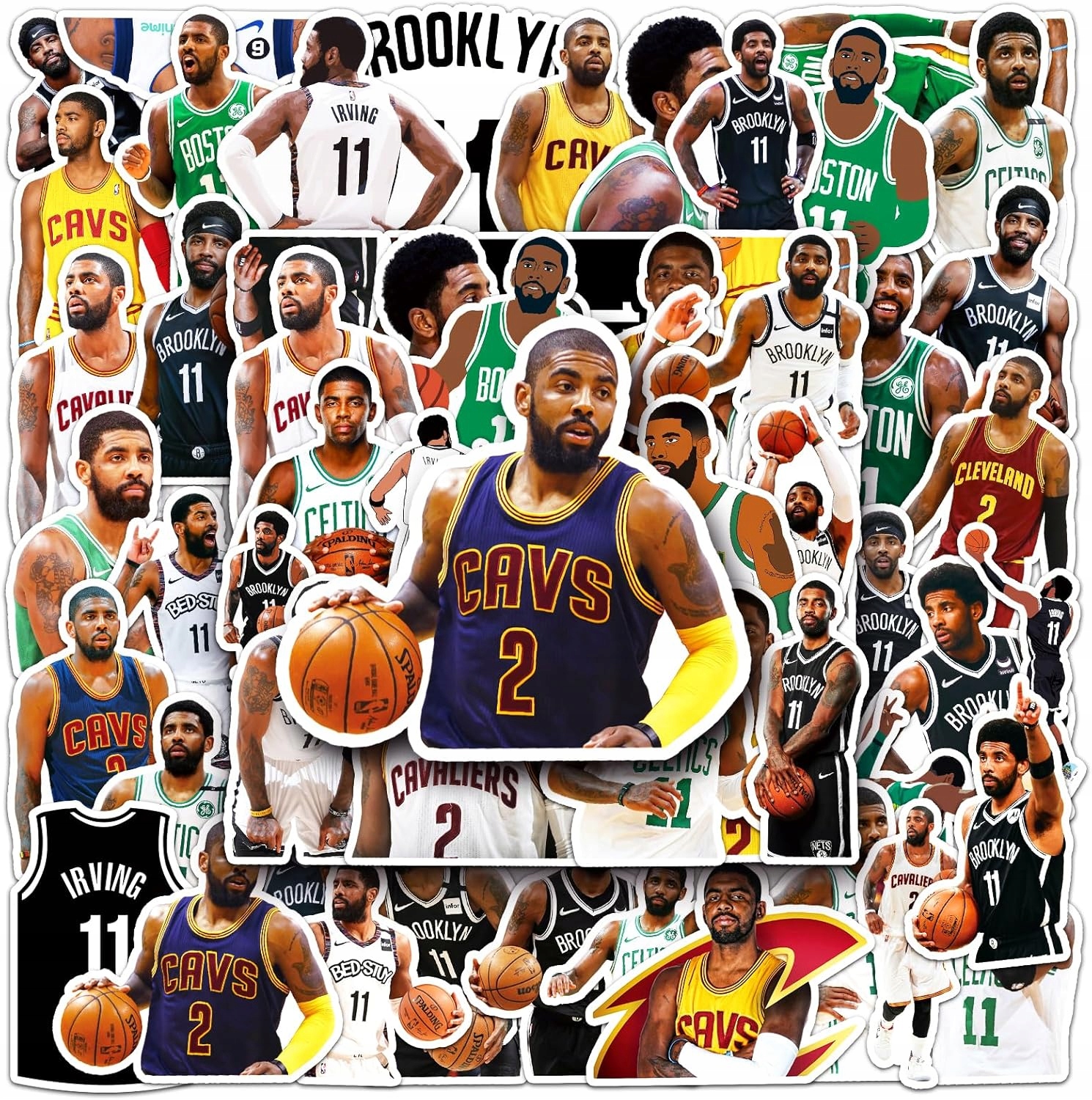 Zeataw 50 szt naklejek Kyrie Irving , winylowe na laptopy, kaski i inne