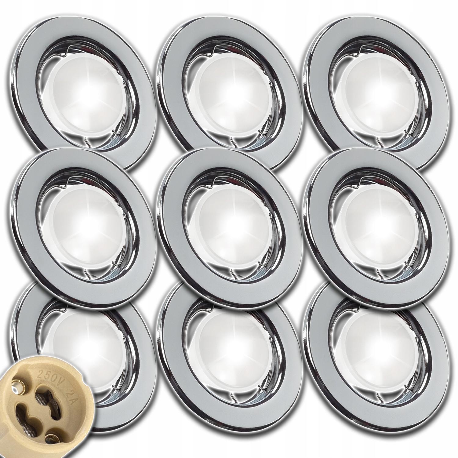 9x Kulaté Stropní Svítidlo Pod Omítku Zásuvka Konektor Pro Žárovku GU10