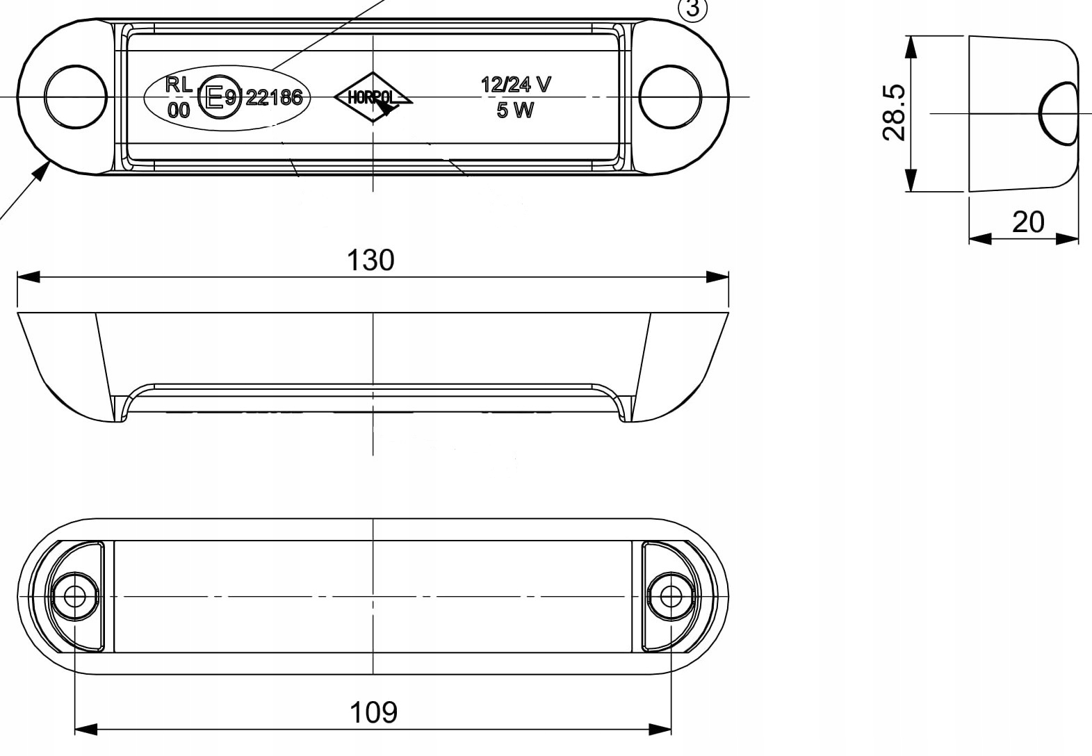 LAMPY Swiatla do jazdy dziennej LED 12 36V LDR2783 Installation side front