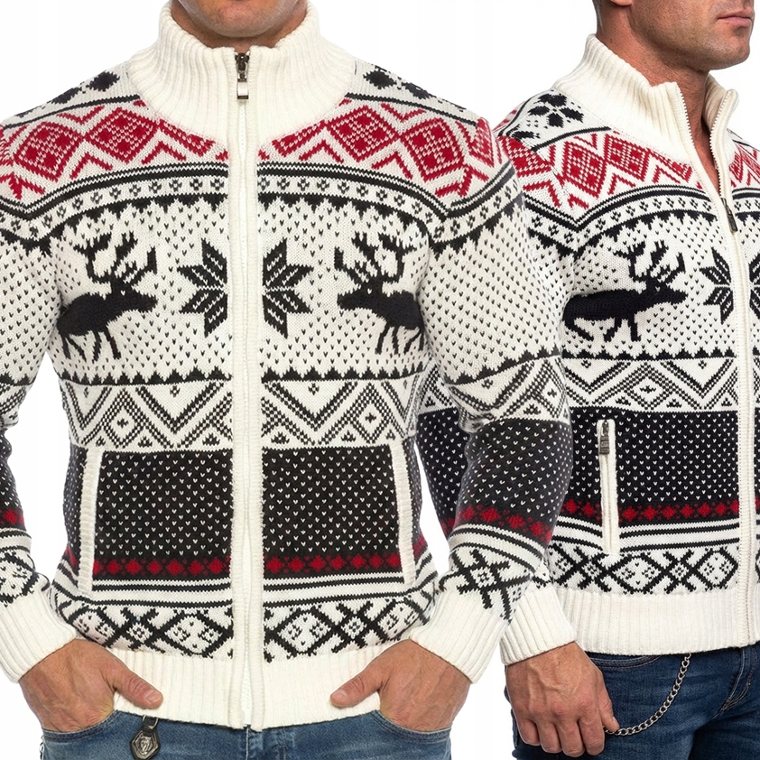 Rozpínací svetr Rolák Prémiový norský vánoční vzor