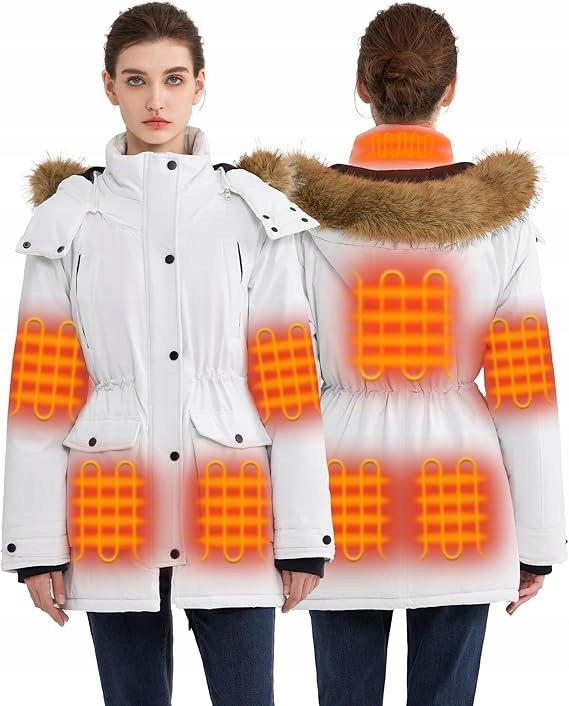 Vyhřívaná dámská bunda s akumulátorem 18400 mAh 12 V v sadě parka M