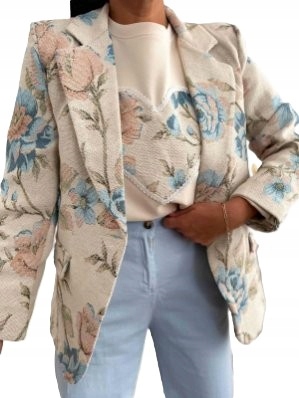 Włoska żakardowa marynarka kwiaty żakardowy żakiet