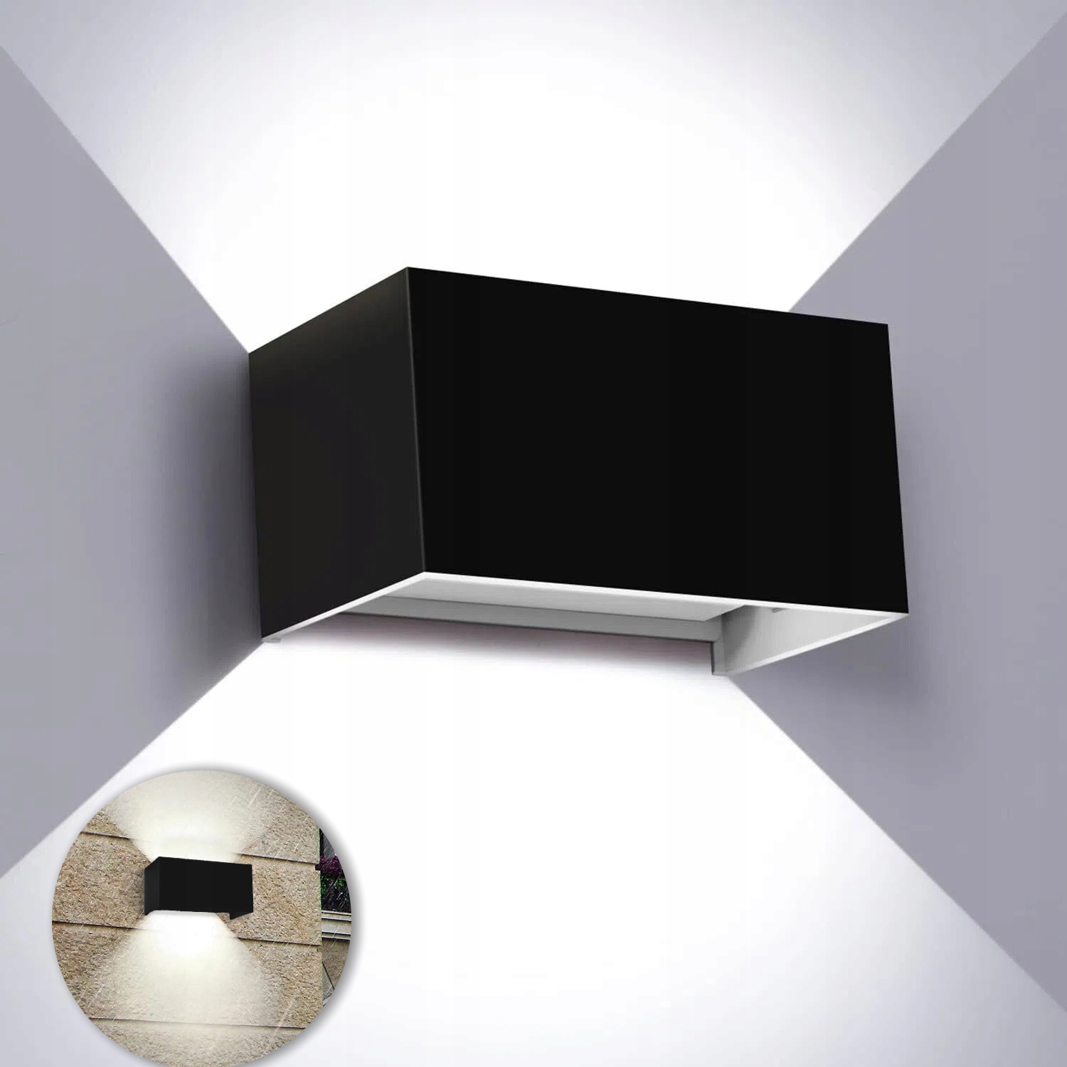 24W Led venkovní Nástěnné Svítidlo Černé Čtvercové Nahoru A Dolů Nástěnná Lampa
