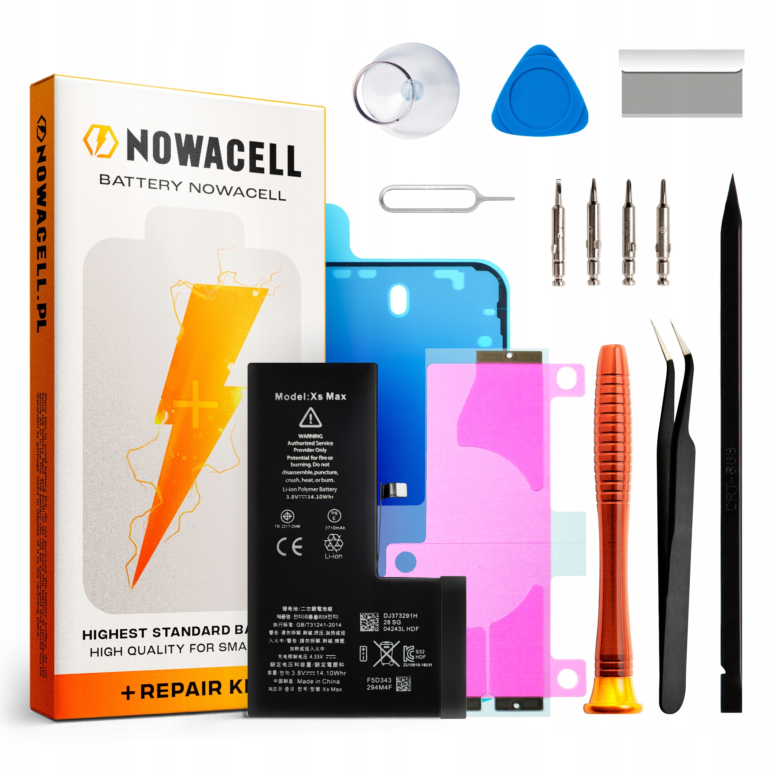 Bateria do iPhone Xs Max Większa Pojemność 3710 mAh Zestaw Nowacell