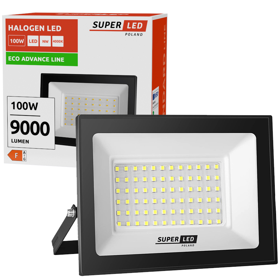 Halogen Naświetlacz Lampa LED 100W 9000 lm IP65 4000K Eco Line SuperLED
