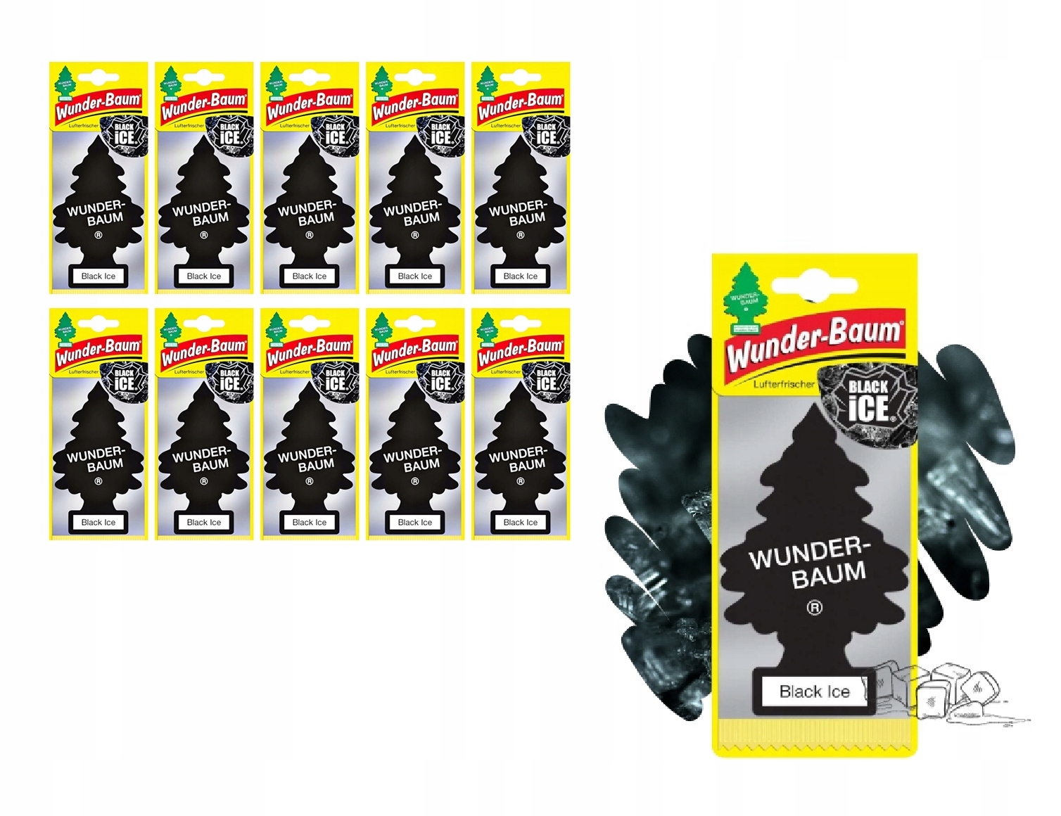 10x Zawieszka zapachowa *choinka* Wunder-Baum Black Ice