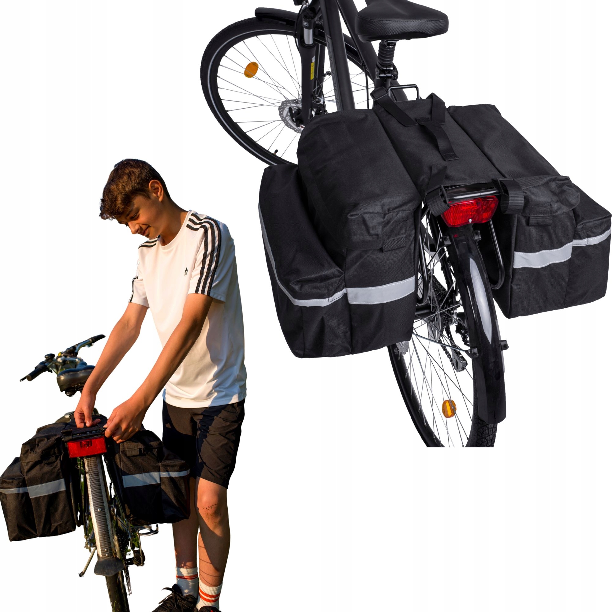 

Pojemna Dwukomorowa Sakwa Rowerowa Rower Bagażnik