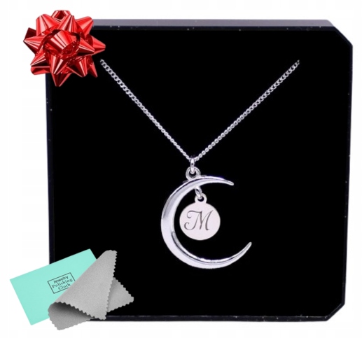 Naszyjnik księżyc srebrny łańcuszek damski literka Do Wyboru