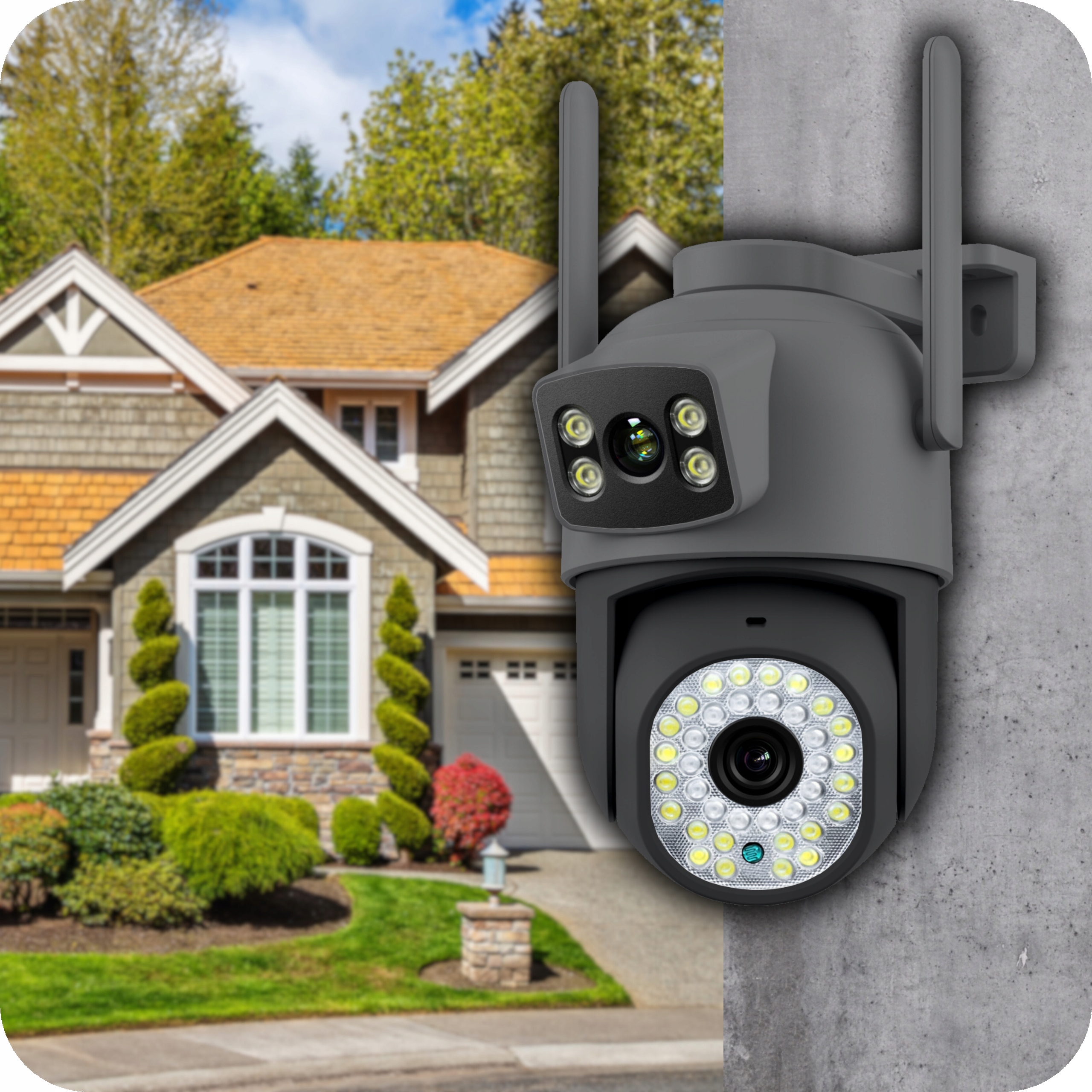 PODWÓJNA KAMERA WIFI IP SMART ZEWNĘTRZNA OBROTOWA 2x3MP APLIKACJA ZOOM PUSH EAN (GTIN) 5904384404582