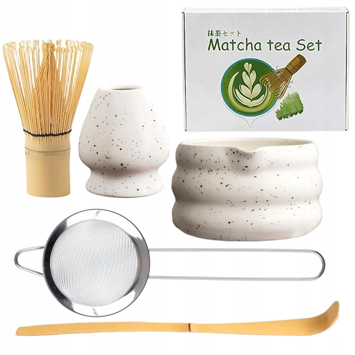 Zestaw do matcha z sitkiem i łyżką komplet do herbaty matcha