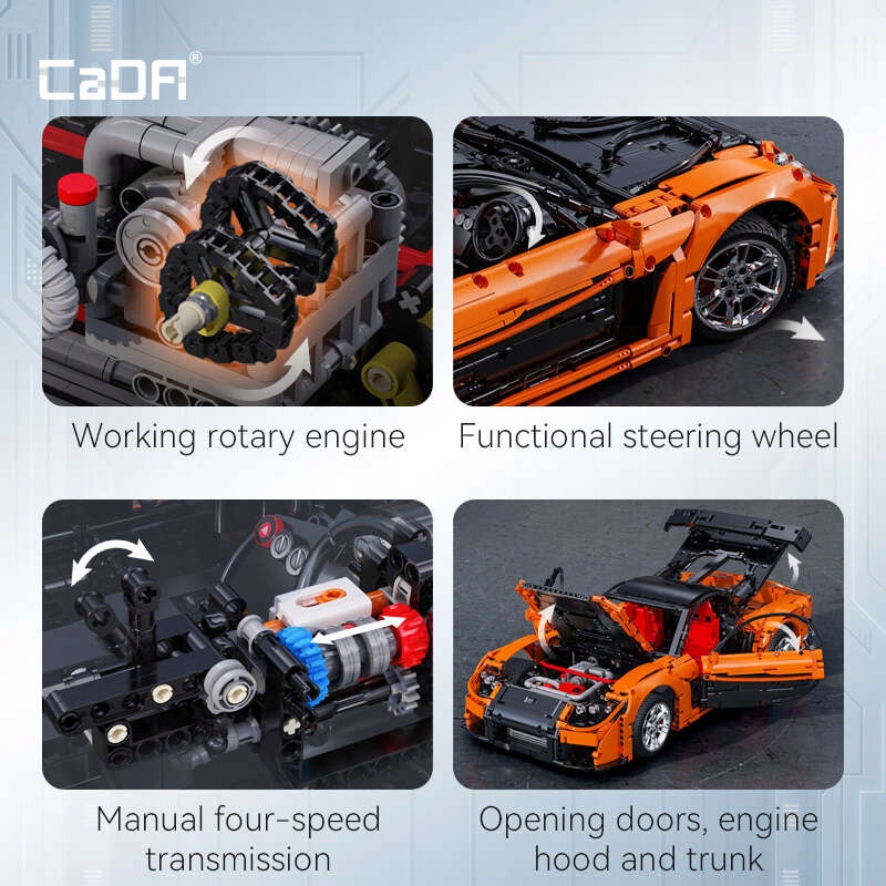 Конструктор Cada АВТОМОБІЛЬ НА ДИСТАНЦІЙНОМУ КЕРУВАННІ MAZDA RX-7 3305el Матеріал: картон, пластик