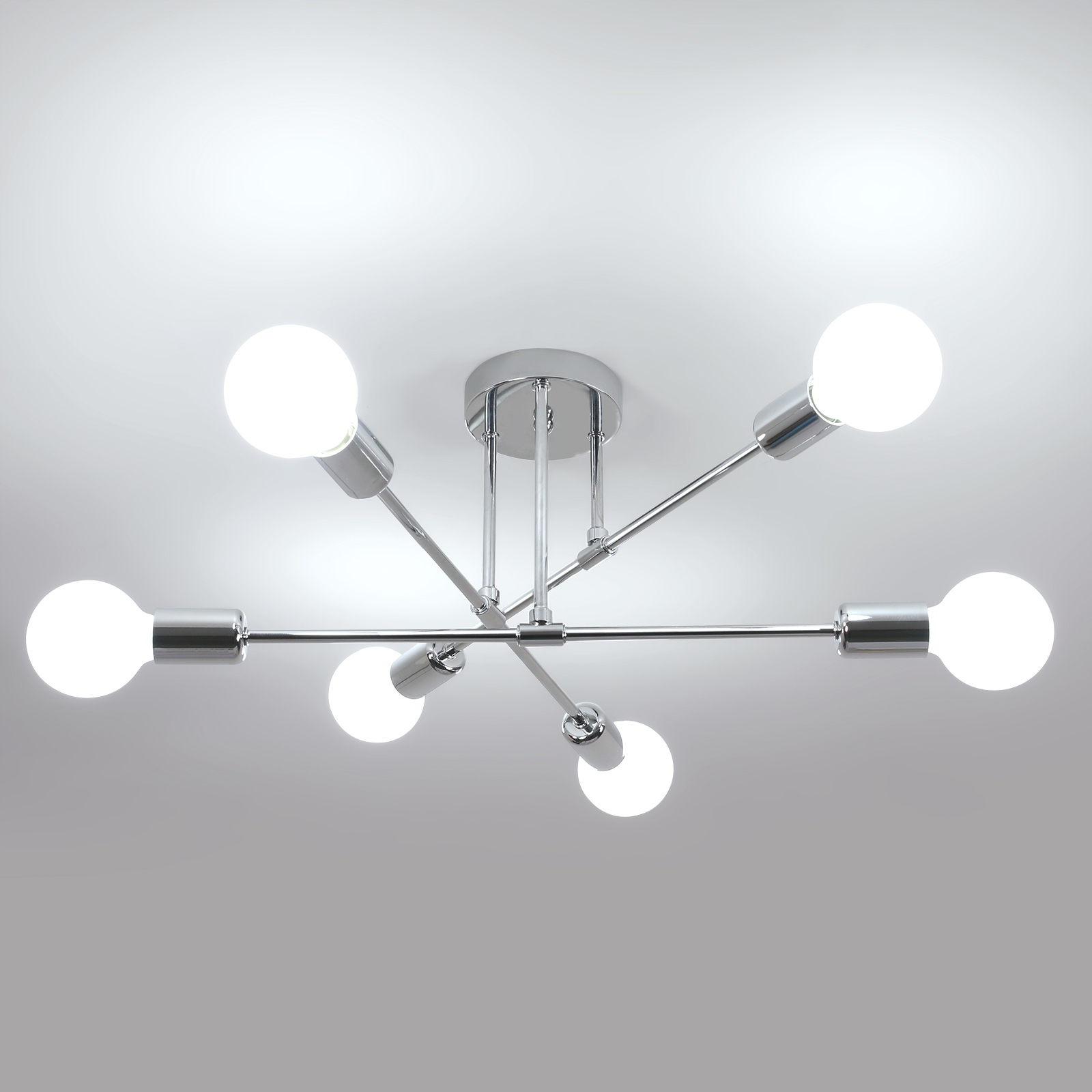 Lampa Sufitowa E27 Wisząca Chrom Żyrandol Nowoczesny Do Salonu W Korytarzu