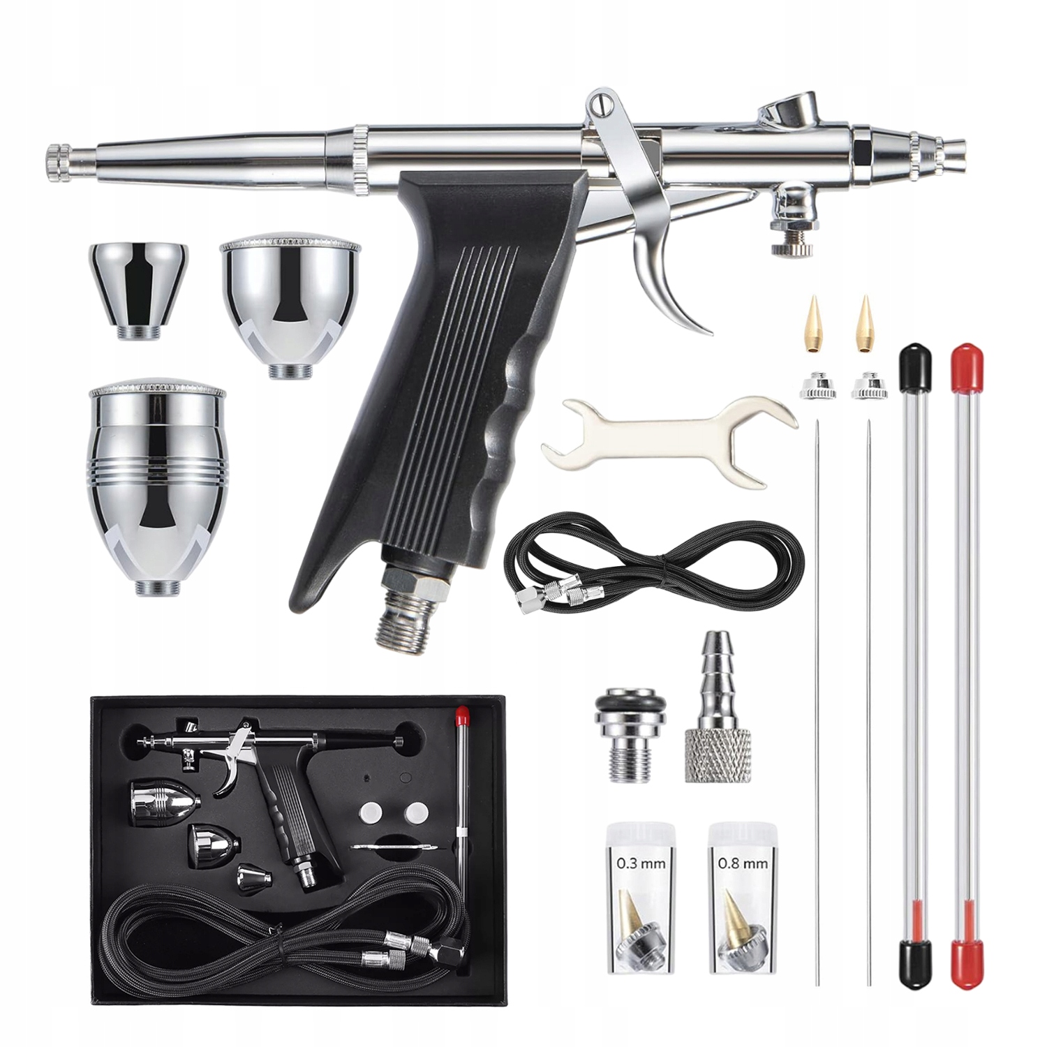 Profesionální lakovací aerograf pro malování s tryskou 0,3 mm, 0,5 mm, 0,8 mm