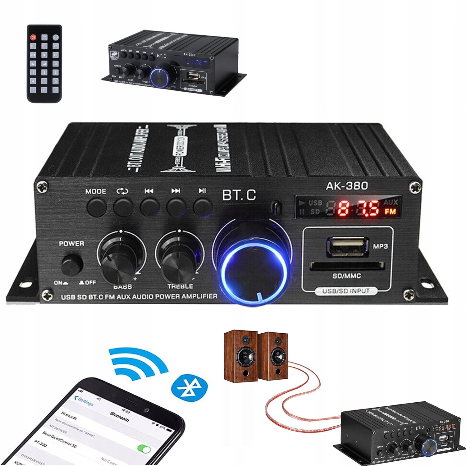 ЦИФРОВОЙ СТЕРЕО АУДИО УСИЛИТЕЛЬ МОЩНОСТИ BLUETOOTH-РЕСИВЕР 600 ВТ