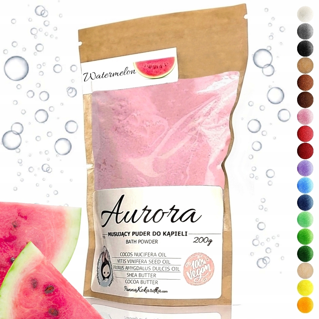 Sól MUSUJĄCY PUDER DO KĄPIELI o zapachu ARBUZA różowy barwiący wodę kula