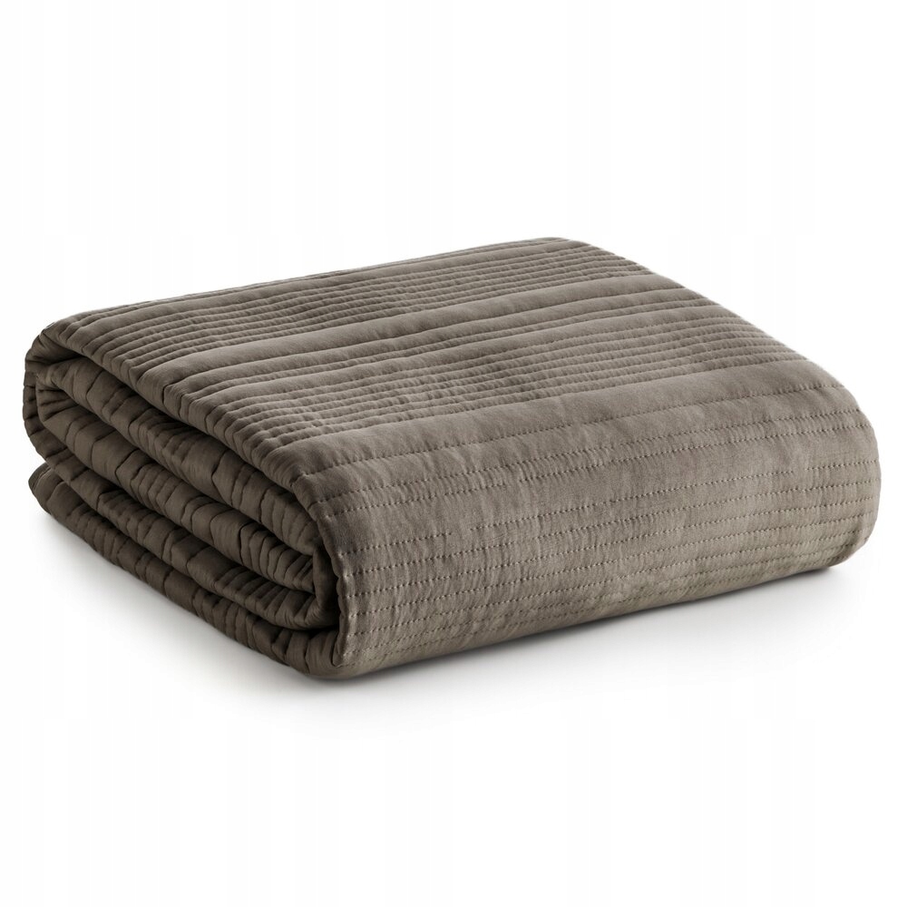 Dekorativní přehoz Tara 220x240 cm hnědý prošívaný s pruhy