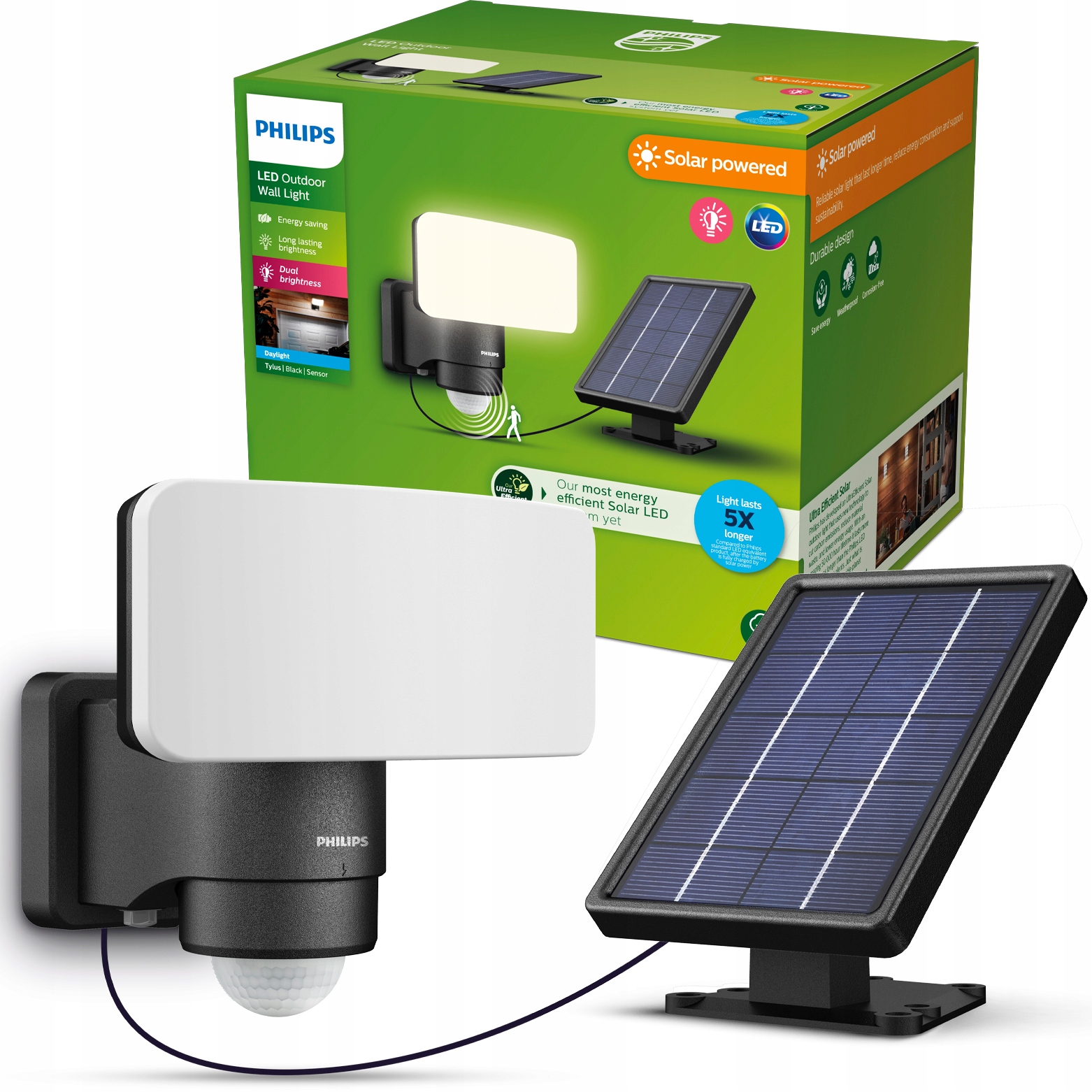 Solárna Led lampa Vonkajší reflektor s snímačom pohybu Tylus Philips