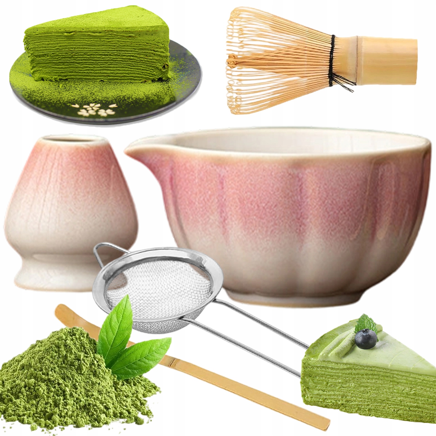 Levně Sada Miote Ka Chasen P Dzel Na Čaj Matcha Růžová Barva 5KS