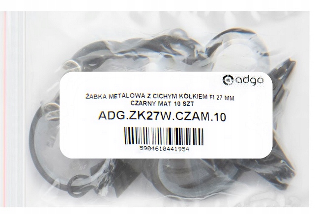 ŻABKA METALOWA CICHE KÓŁKA FI27MM CZARNY MAT 10SZT Marka Adgo