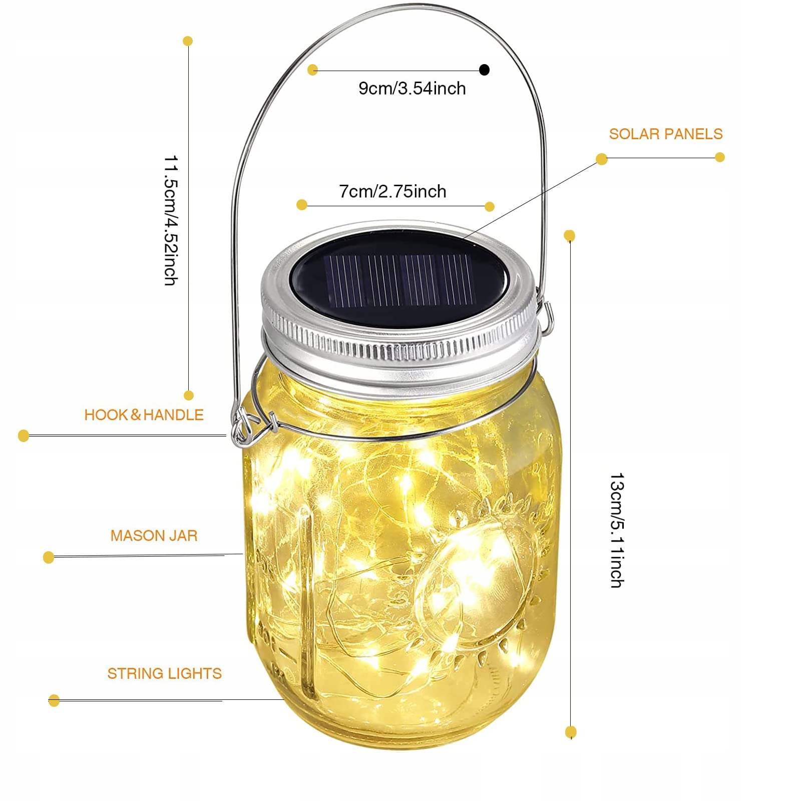COEKI Solarlampy Zewnętrzne 4 Sztuki 30 LED Wiszące Na Ogród Taras — miniatura 2