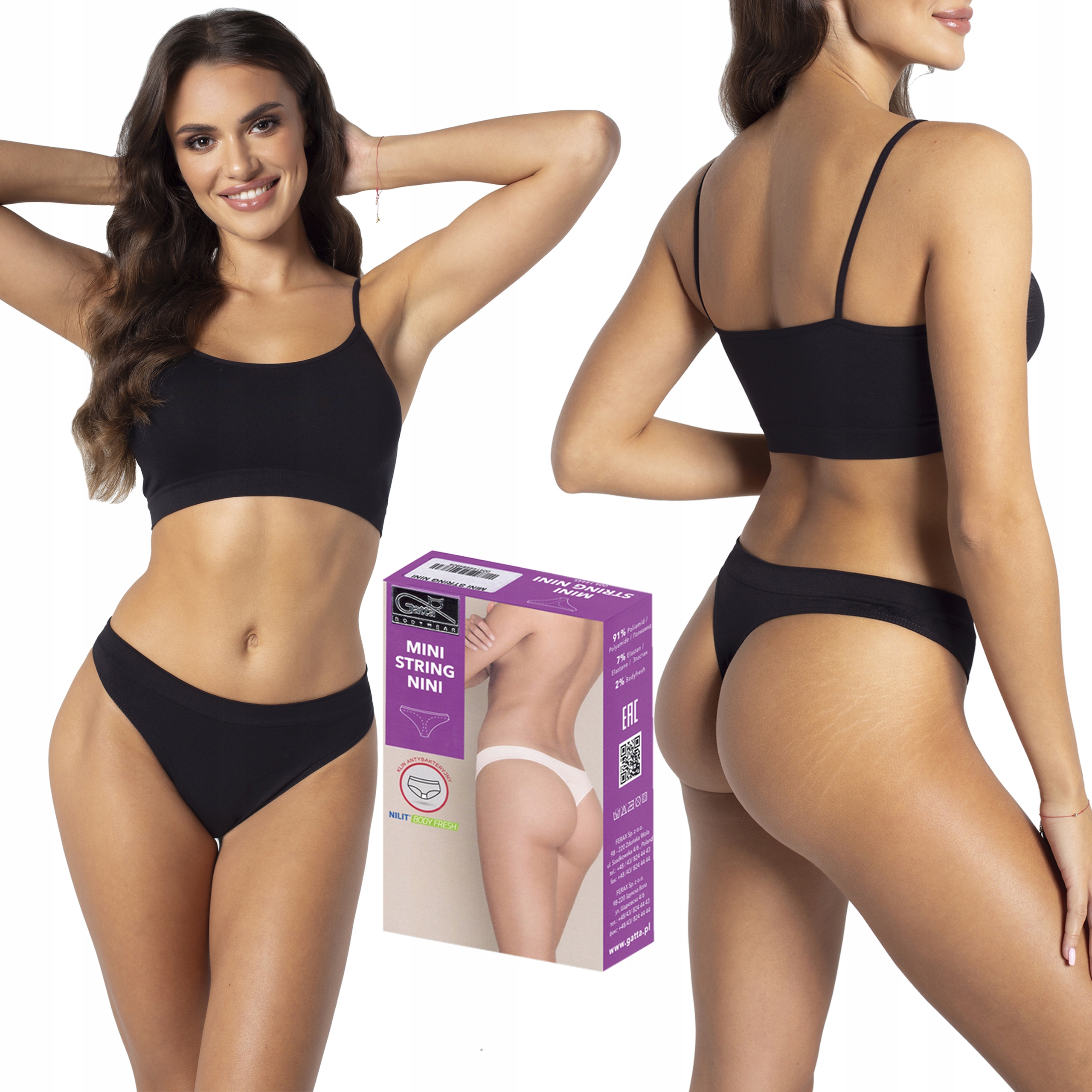 

Majtki Gatta Mini String Nini bezszwowe czarne, S