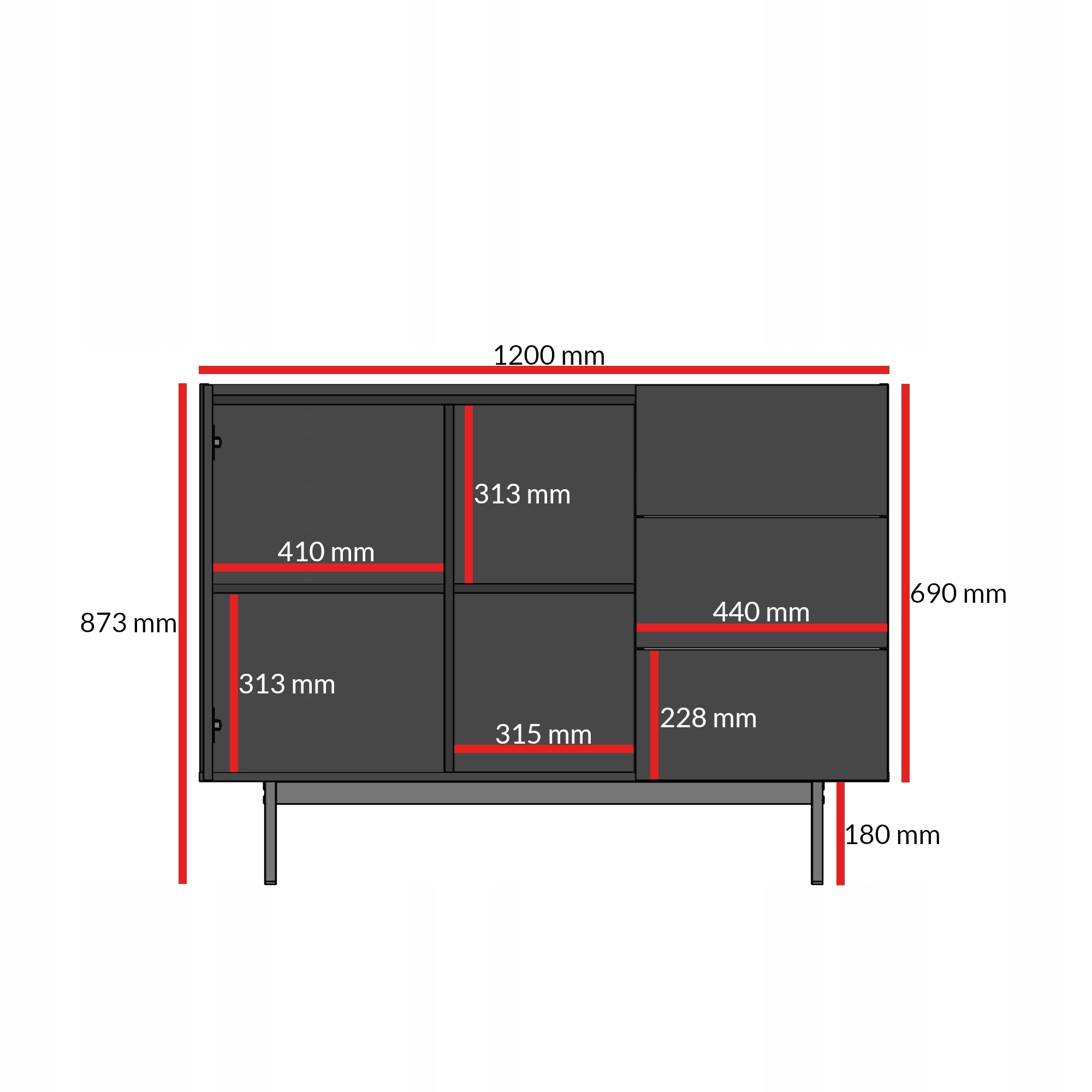Komoda z szufladami Noel 1D3S 120 Kaszmir / Dąb Cremona