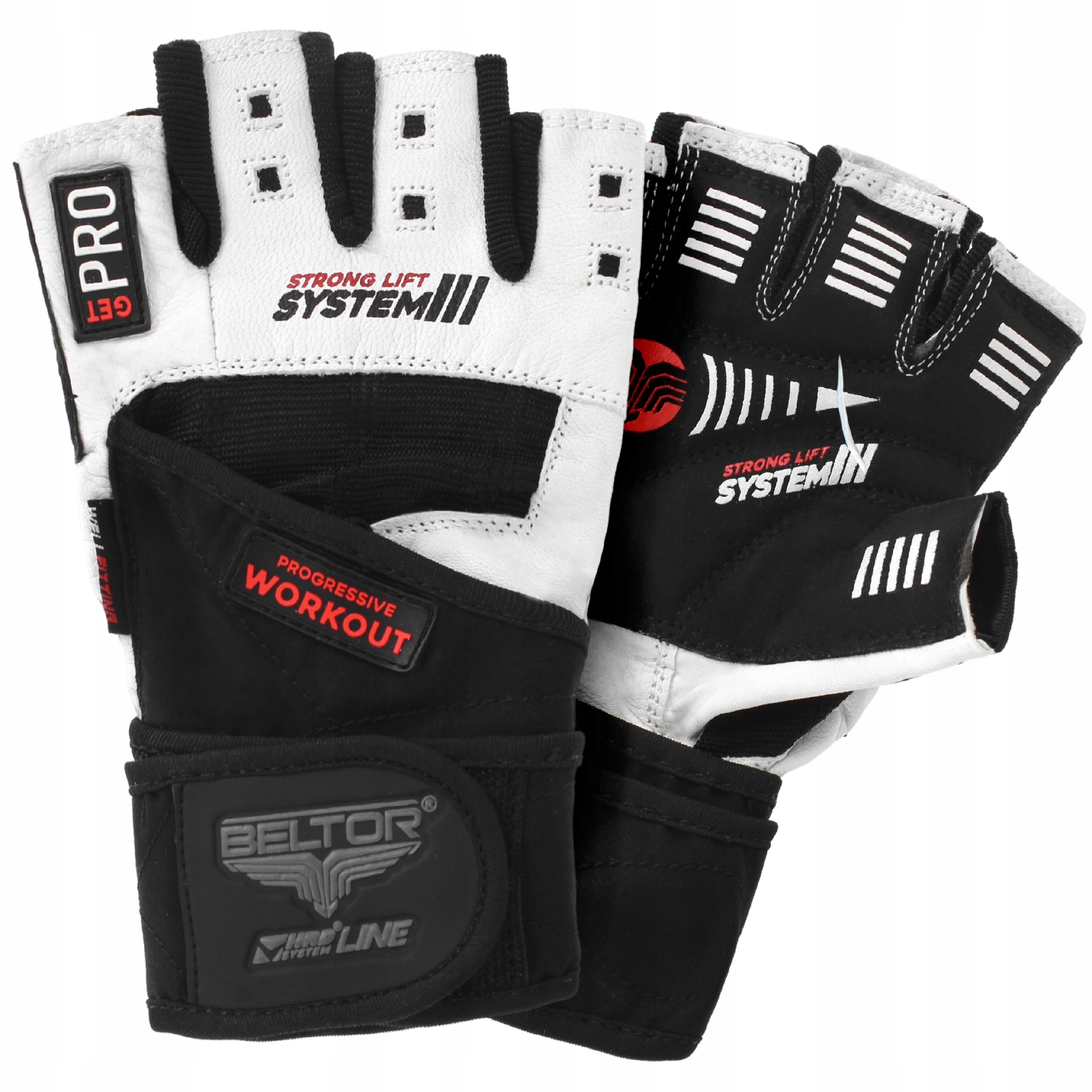 BELTOR RĘKAWICZKI NA SIŁOWNIE STRONG LIFT SYSTEM 3 Z OWIJKĄ ROZMIAR S Rozmiar S