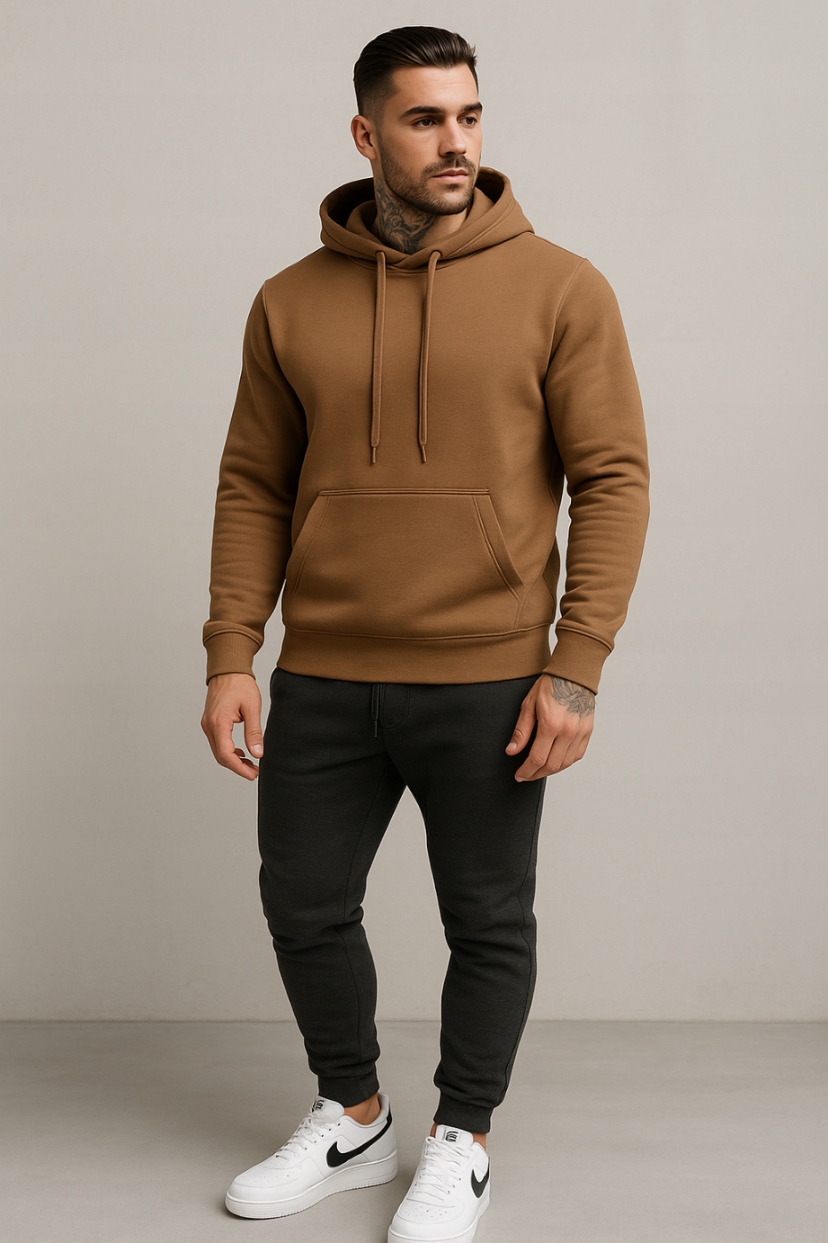 ZESTAW DRESOWY MĘSKI - KOMPLET, DRES - BRĄZOWA BLUZA I CZARNE SPODNIE XL Rozmiar XL